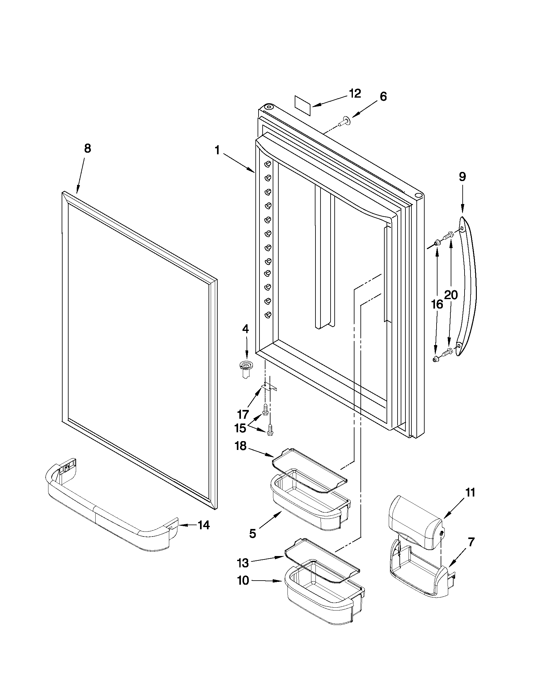 Kenmore 59669989010 refrigerator door parts diagram