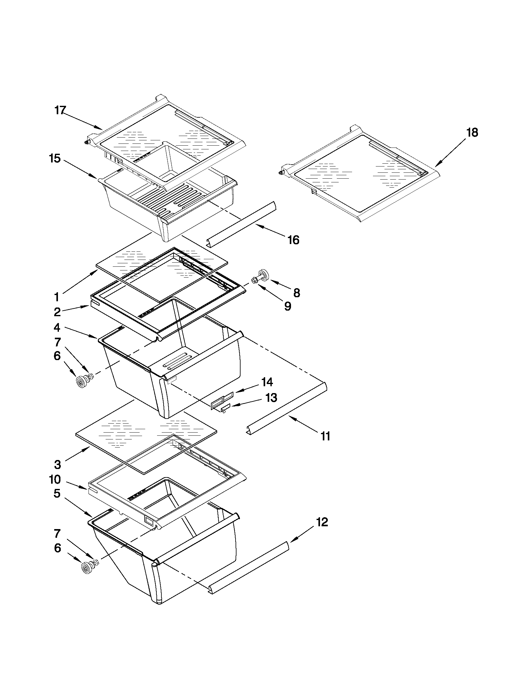Kenmore 10650343010 refrigerator shelf parts diagram