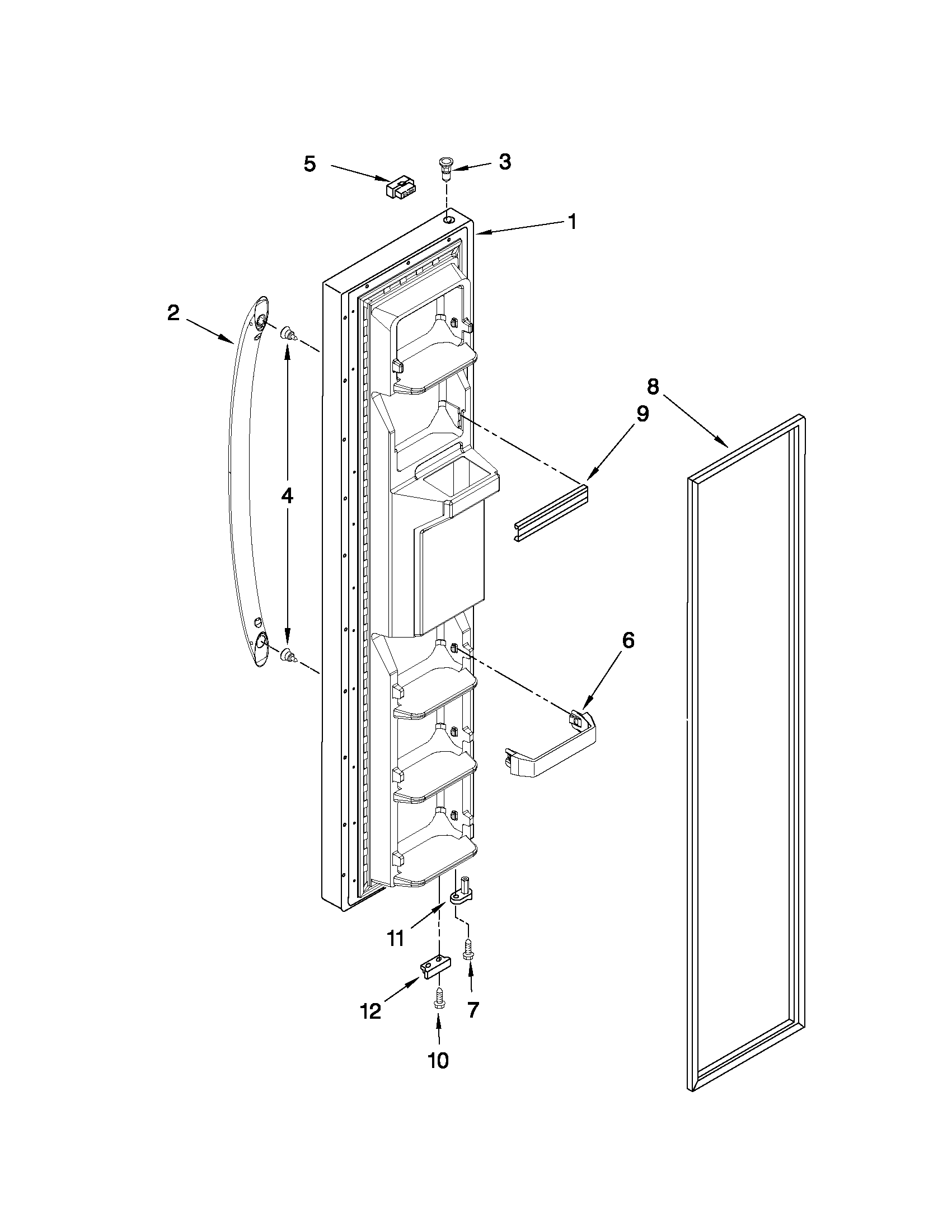 Kenmore 10650343010 freezer door parts diagram