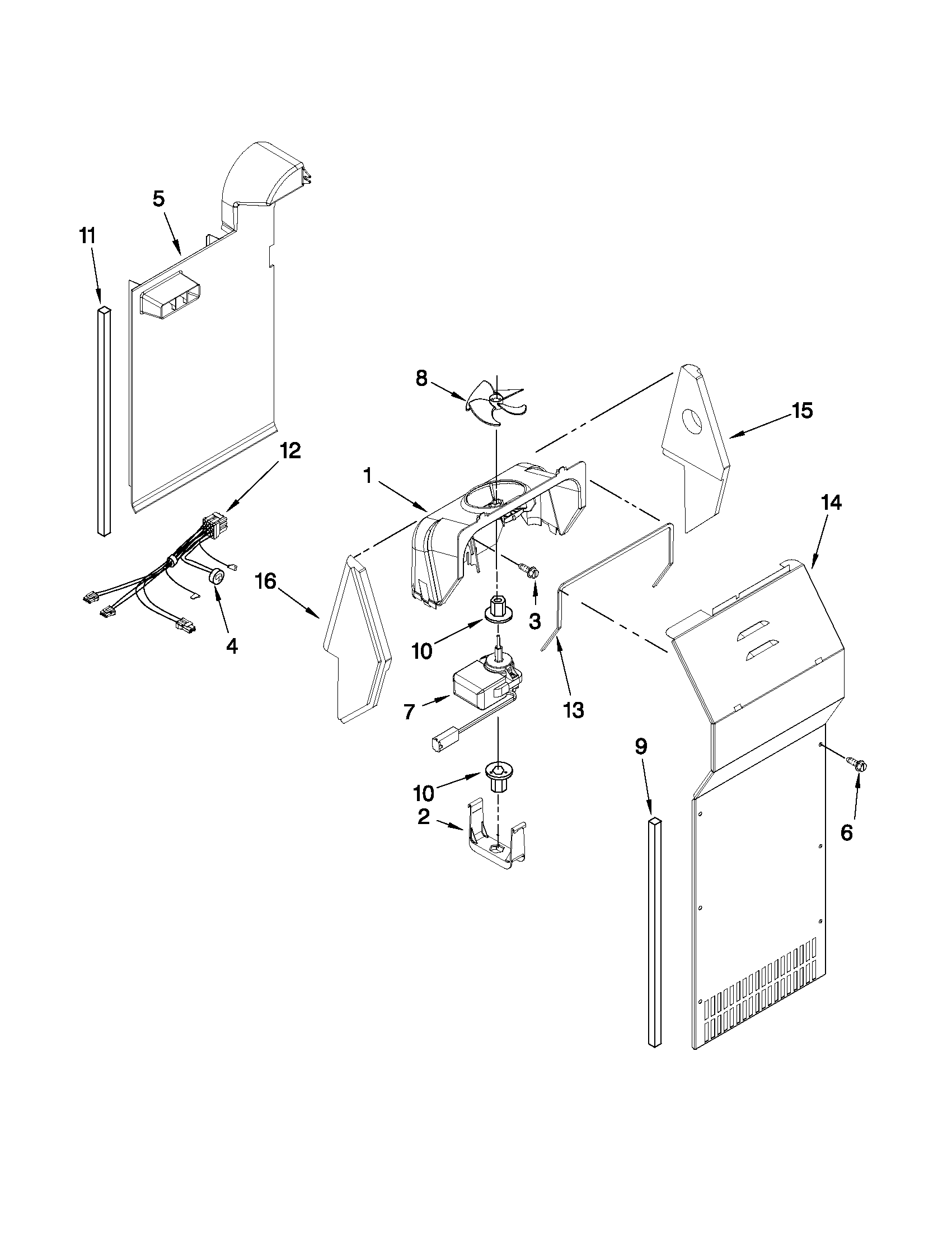 Kenmore 10650343010 air flow parts diagram