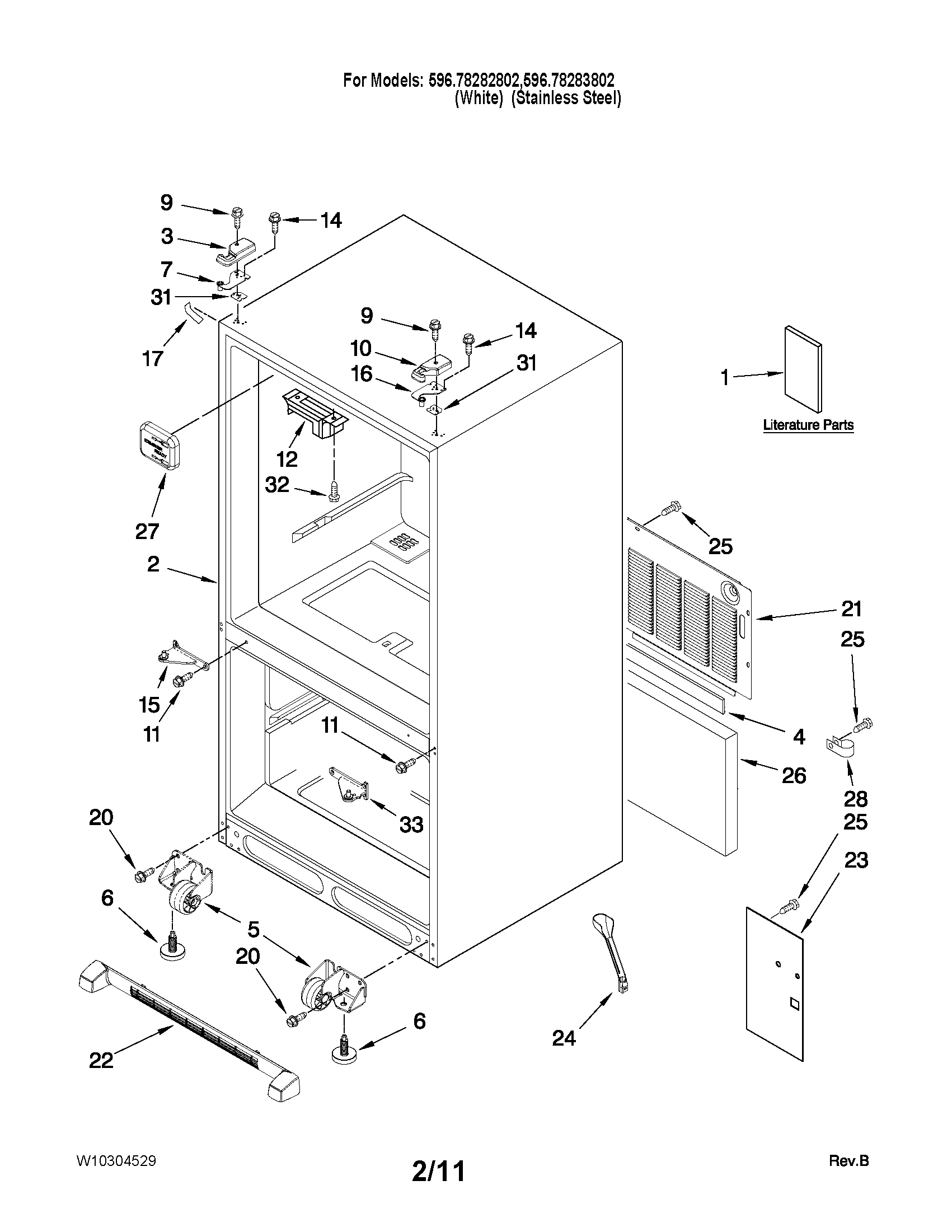 Kenmore Elite 59678283802 cabinet parts diagram