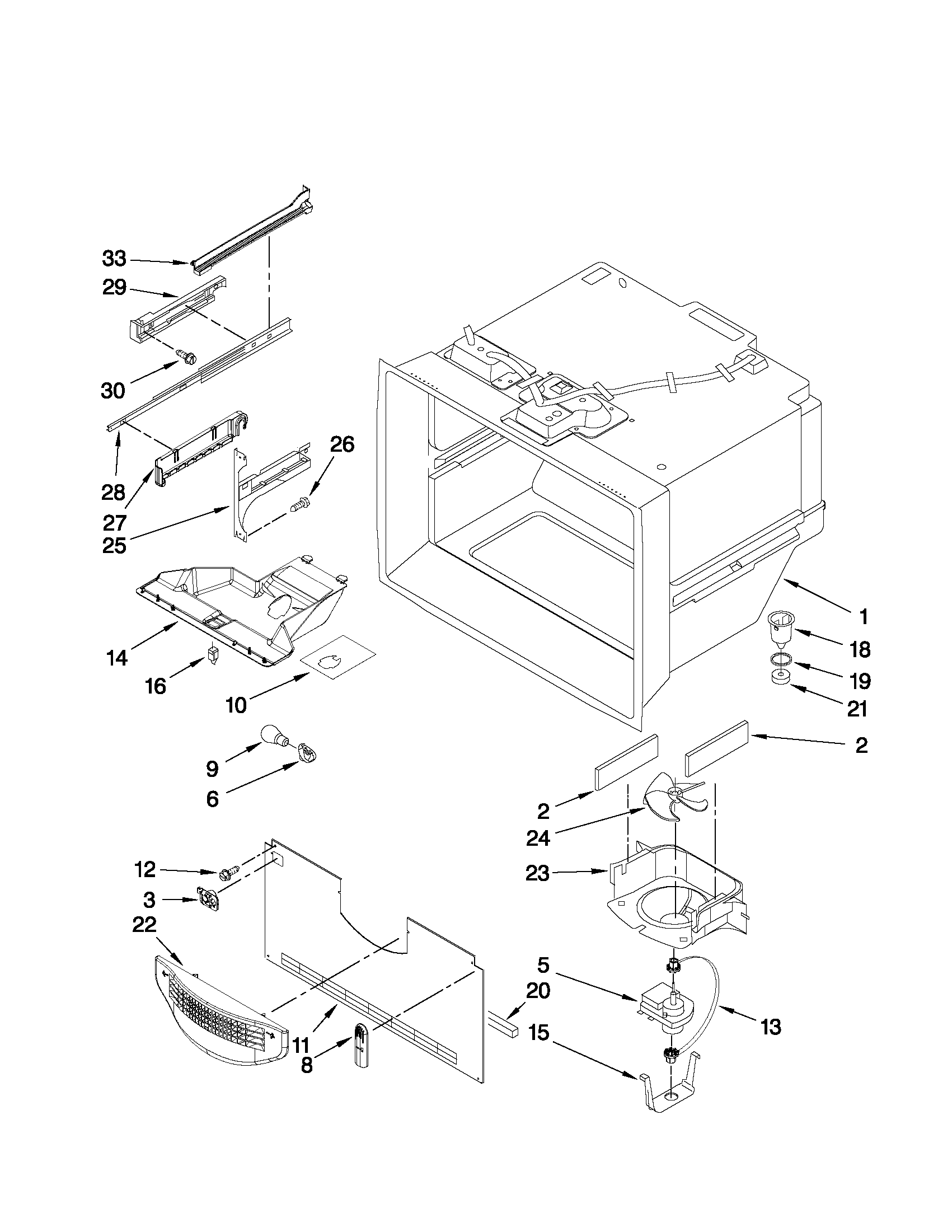 Kenmore Elite 59678283802 freezer liner parts diagram