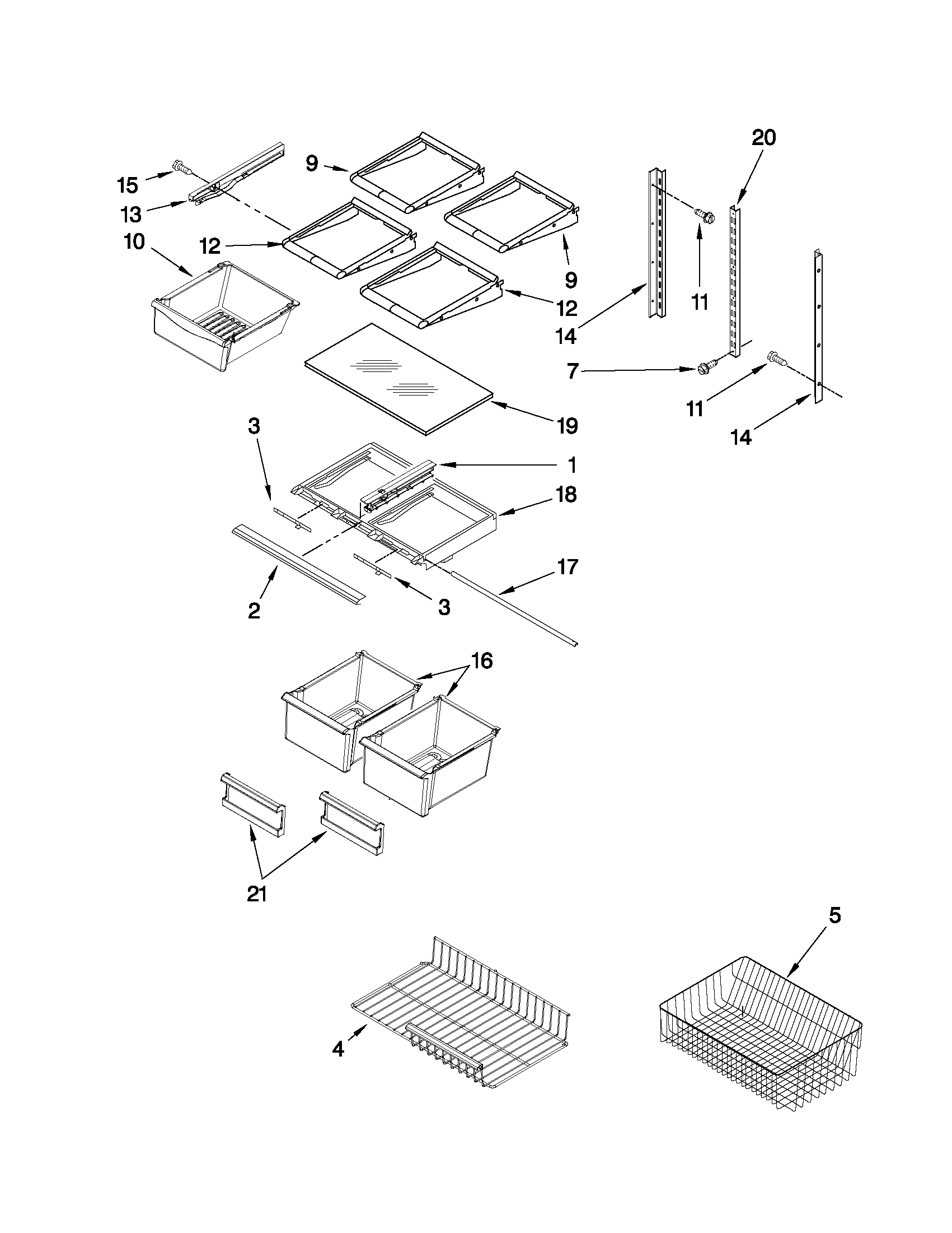 Kenmore 59669932010 shelf parts diagram