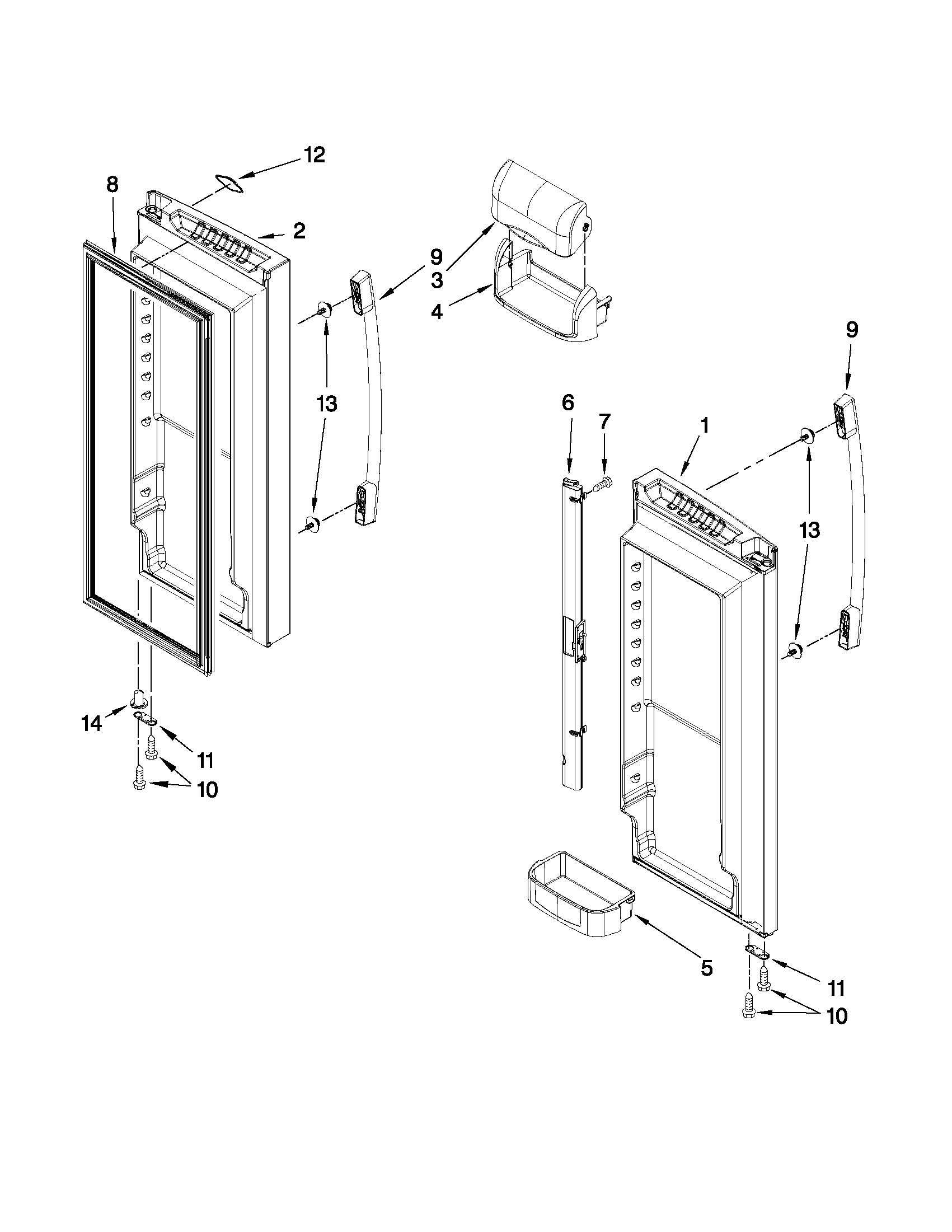 Kenmore Elite 59678283803 refrigerator door parts diagram