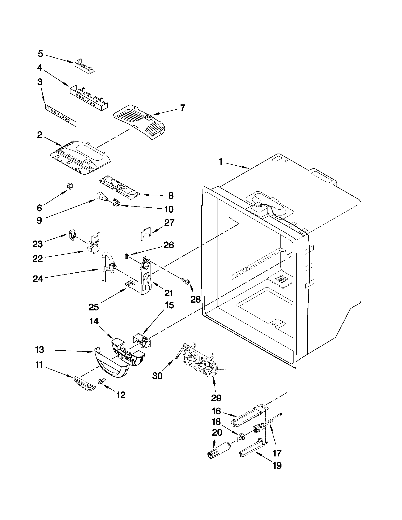 Kenmore 59679539012 refrigerator liner parts diagram