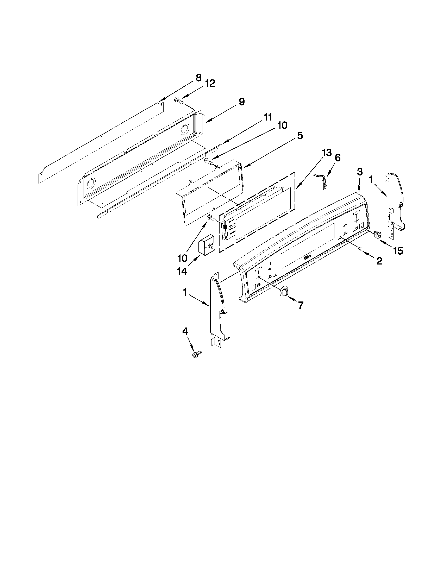 Kenmore 62960008601 control panel parts diagram