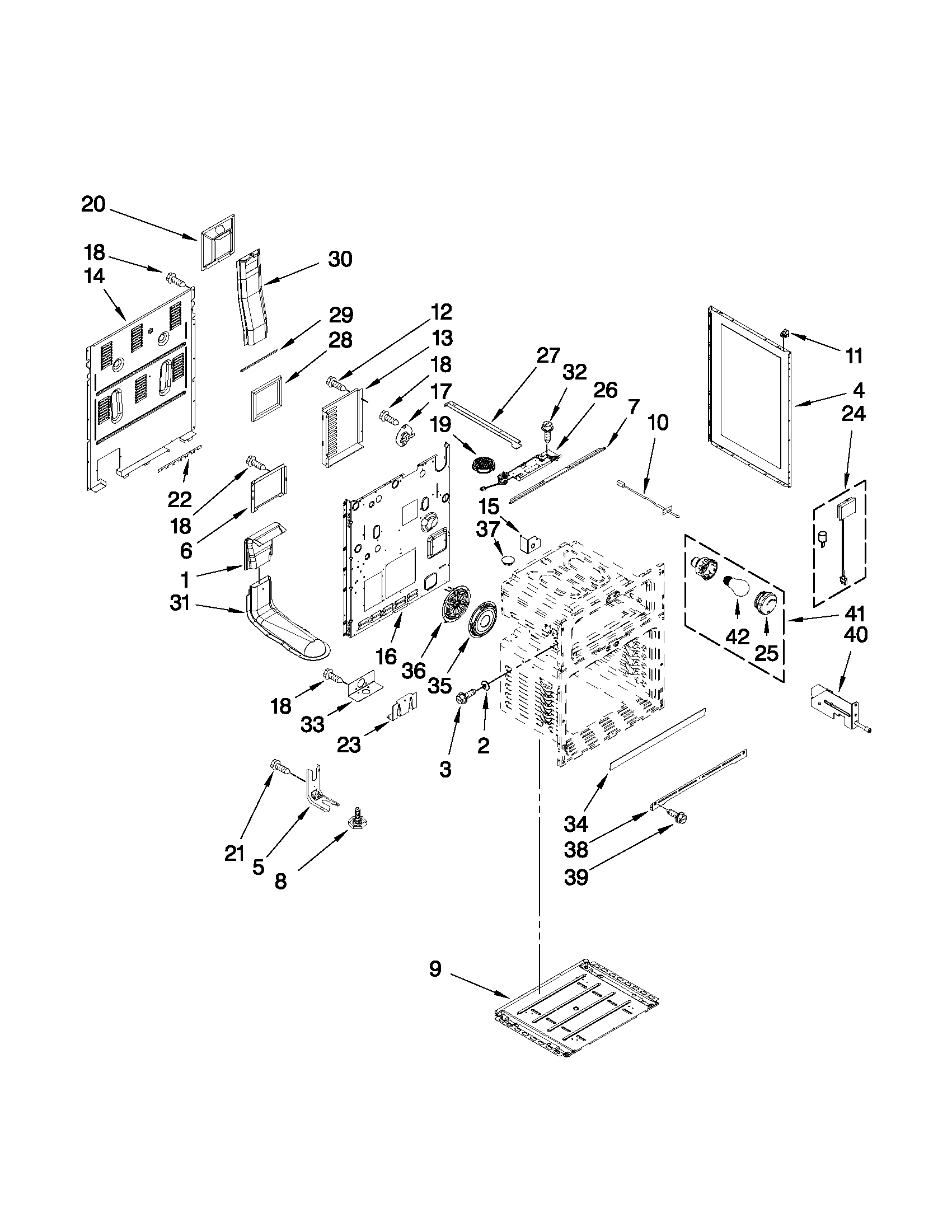 Kenmore 62960008601 chassis parts diagram