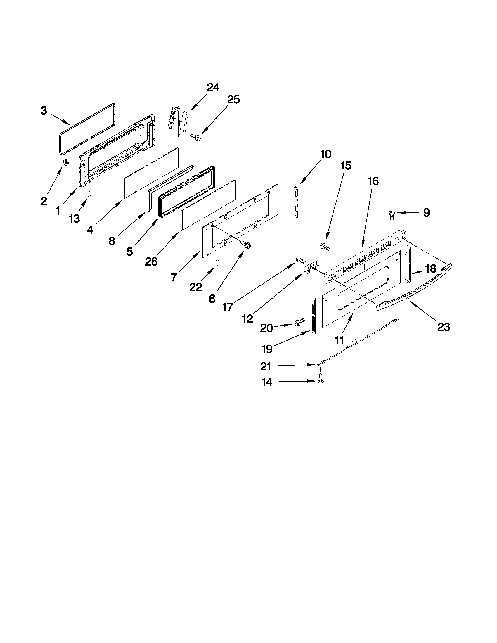 Kenmore 62960008601 upper door parts diagram