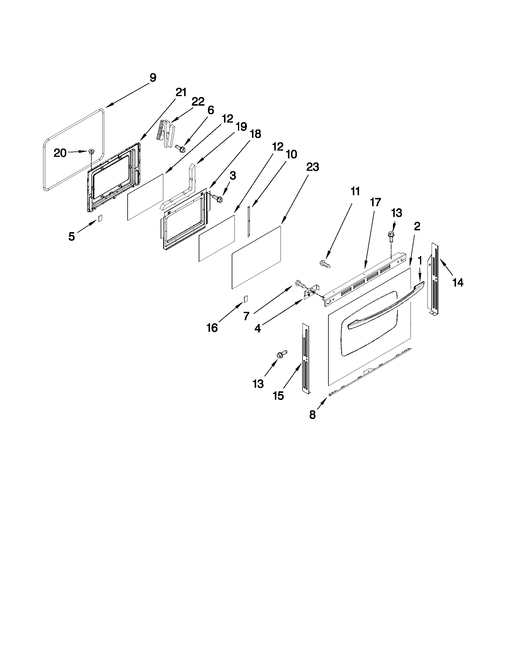 Kenmore 62960008601 lower door parts diagram
