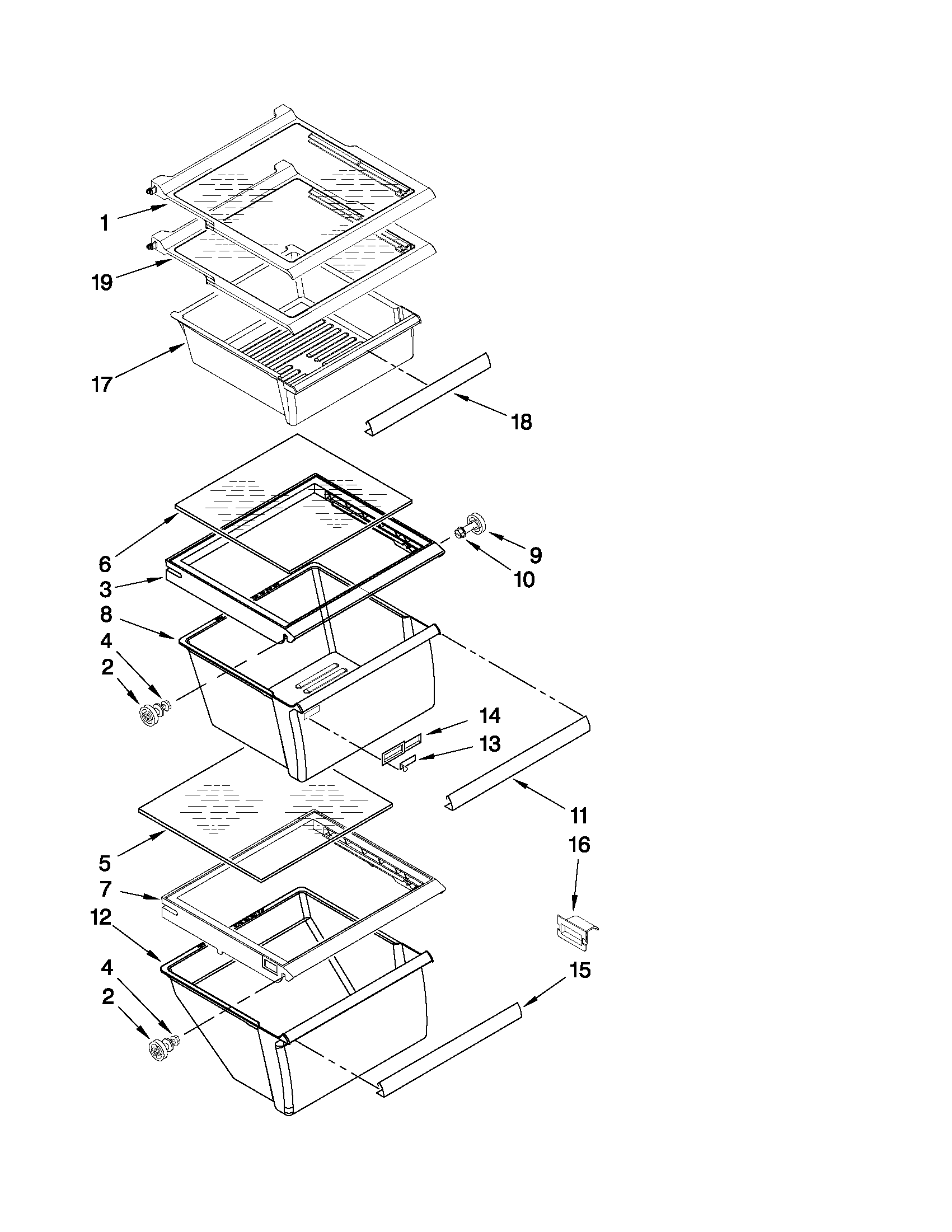 Kenmore 10641562802 refrigerator shelf parts diagram
