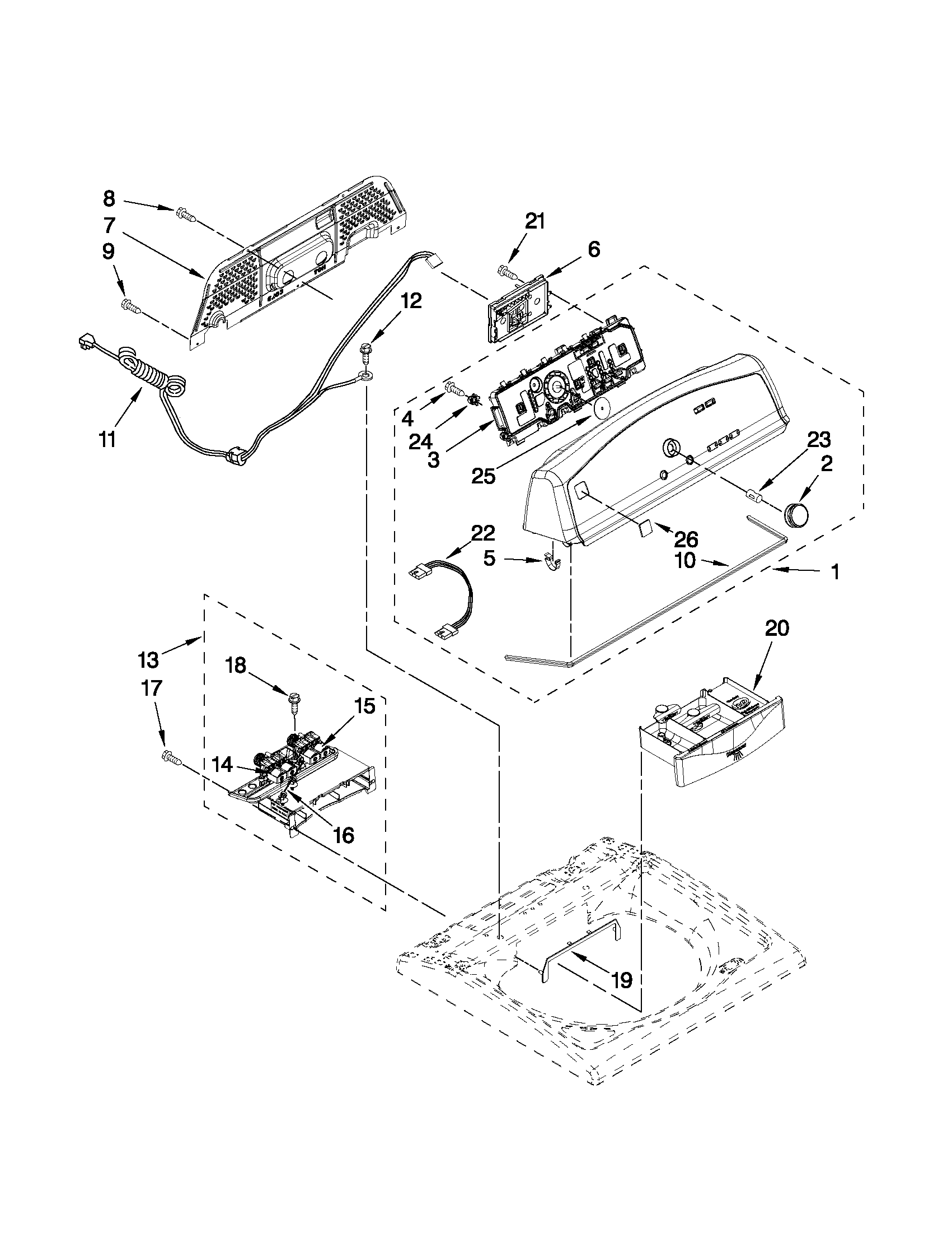 Kenmore 11026002011 console and dispenser parts diagram