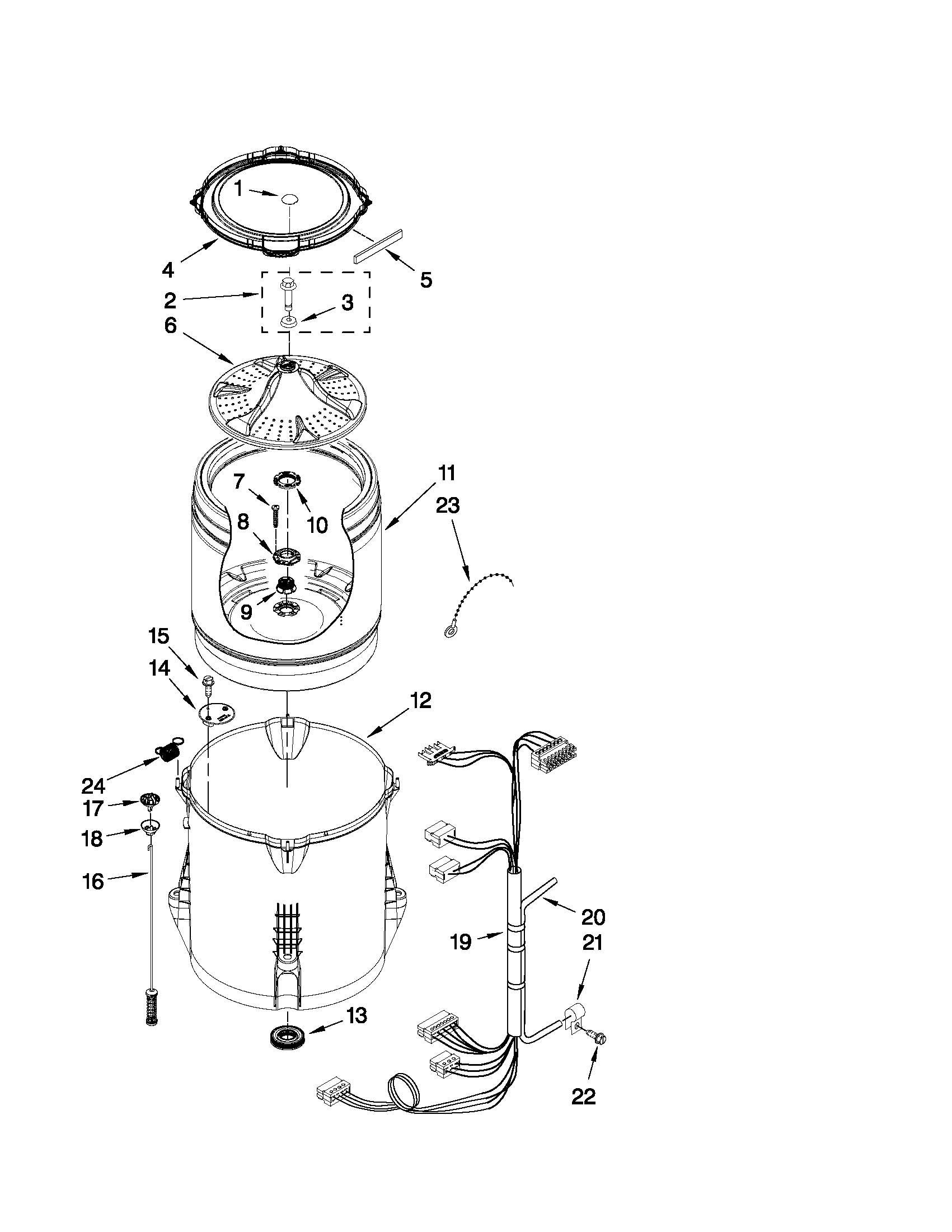 Kenmore 11026002011 basket and tub parts diagram