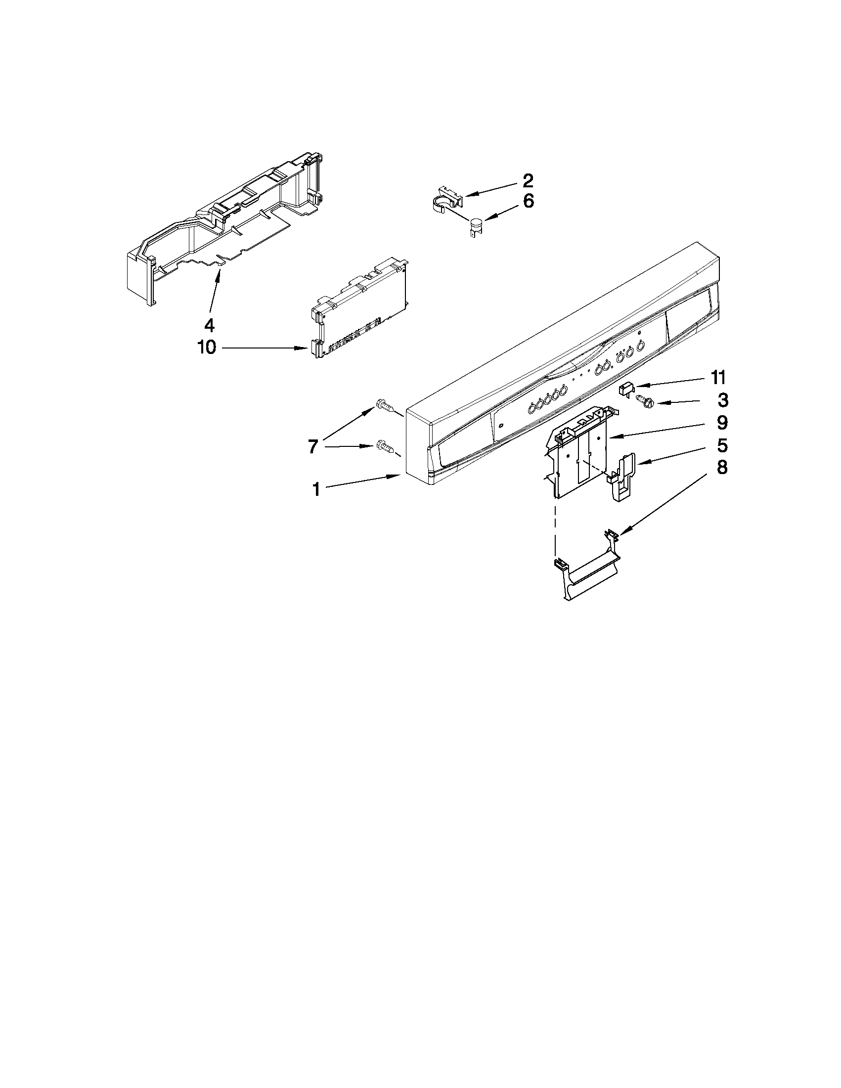Kenmore 66513453K902 control panel and latch parts diagram