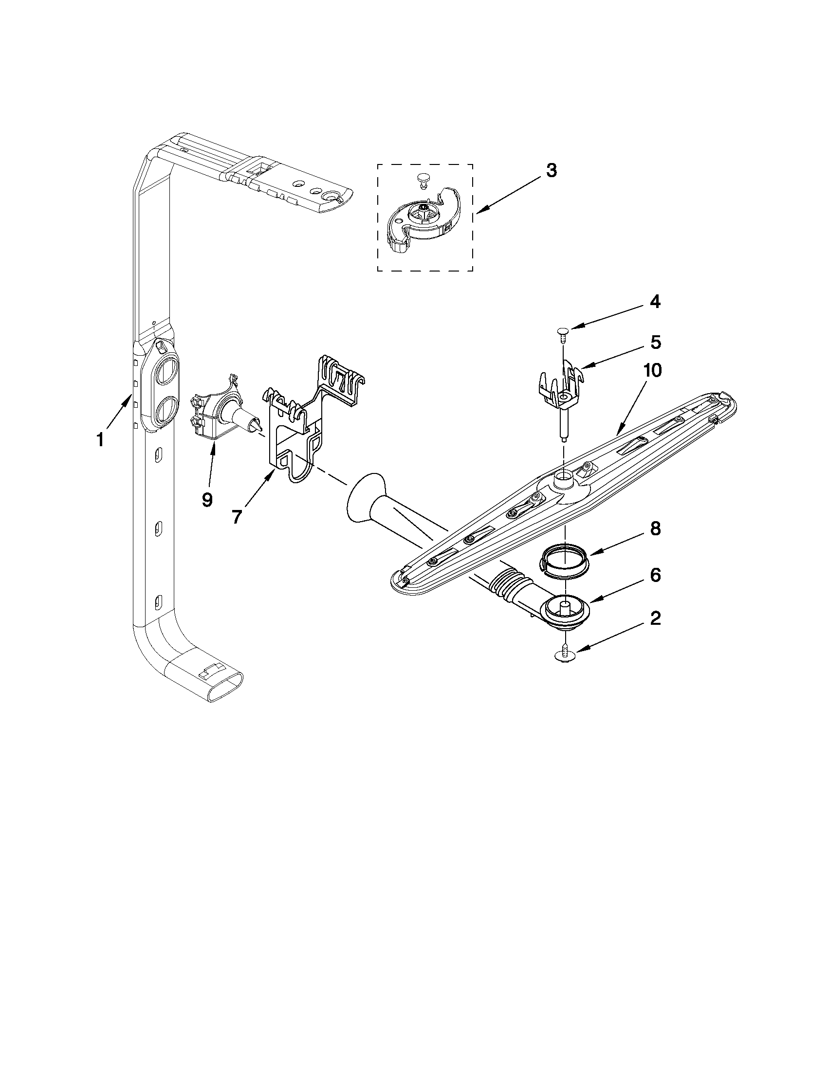 Kenmore 66513453K902 upper wash and rinse parts diagram