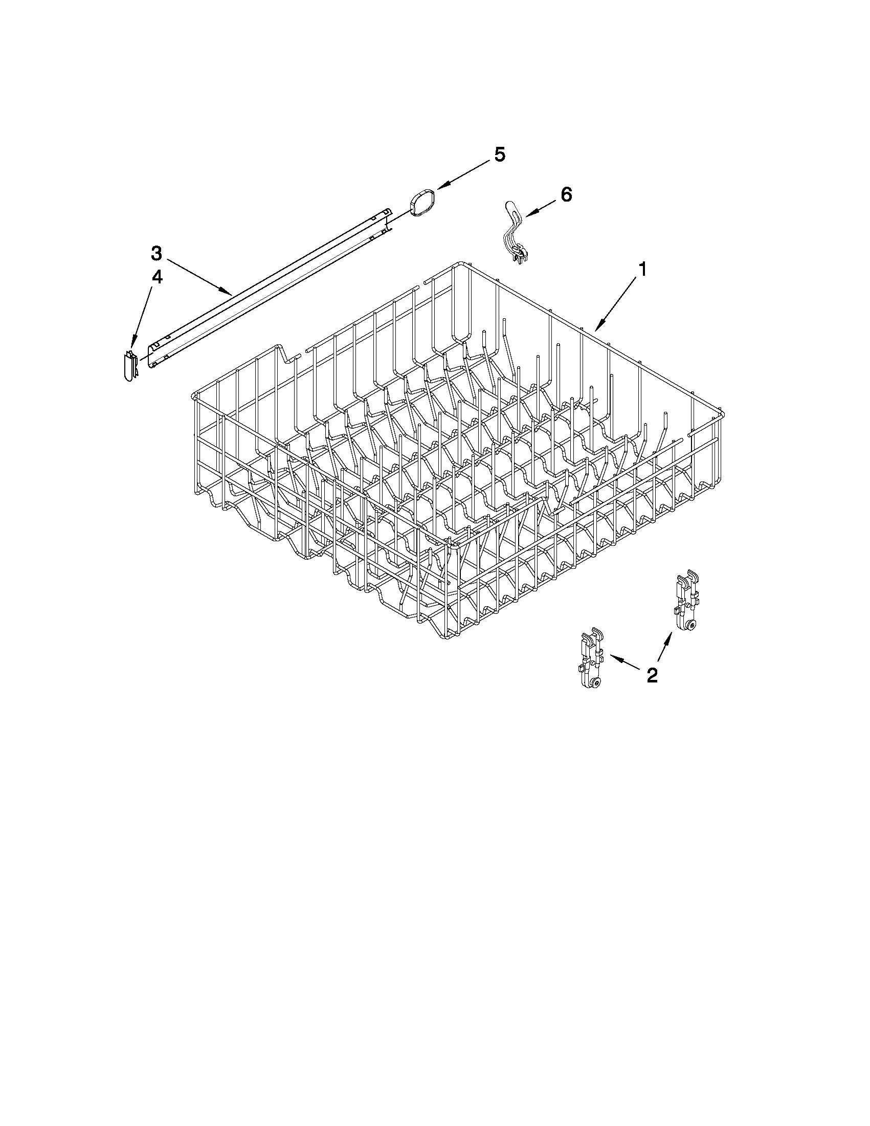 Kenmore 66513453K902 upper rack and track parts diagram