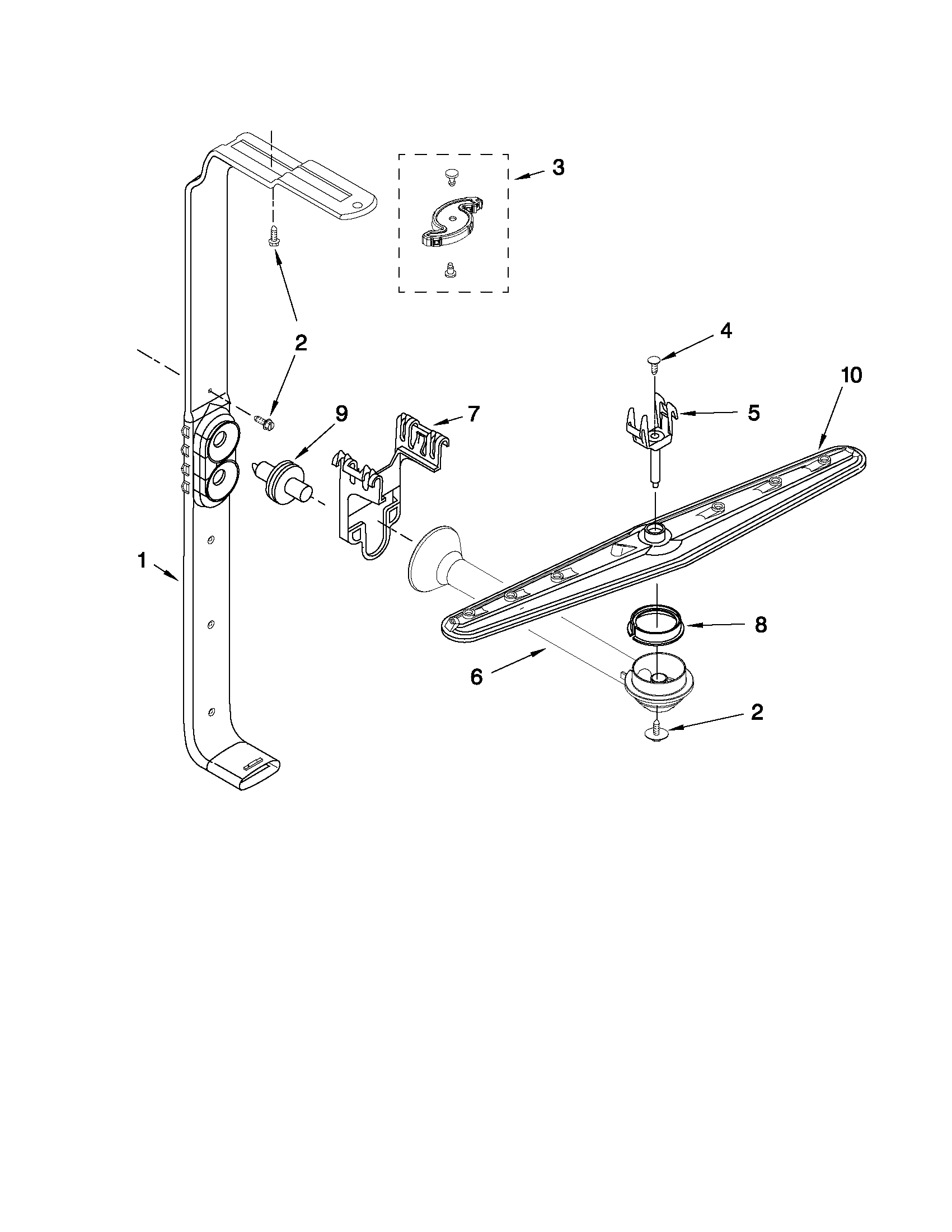 Kenmore 66513639K903 upper wash and rinse parts diagram