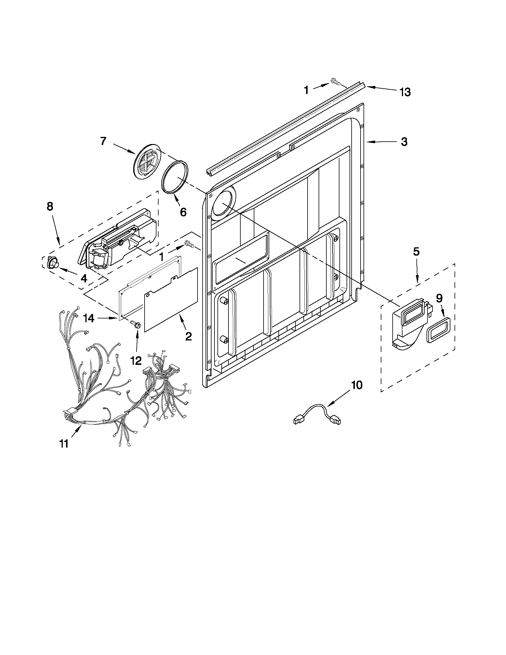 Kenmore 66513899K802 door and latch parts diagram