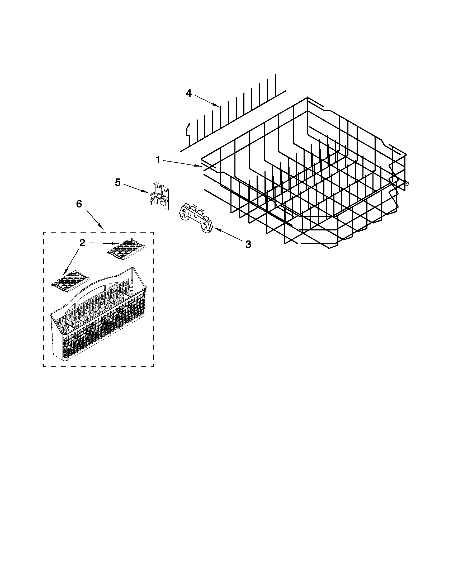 Kenmore 66513899K802 lower rack parts diagram