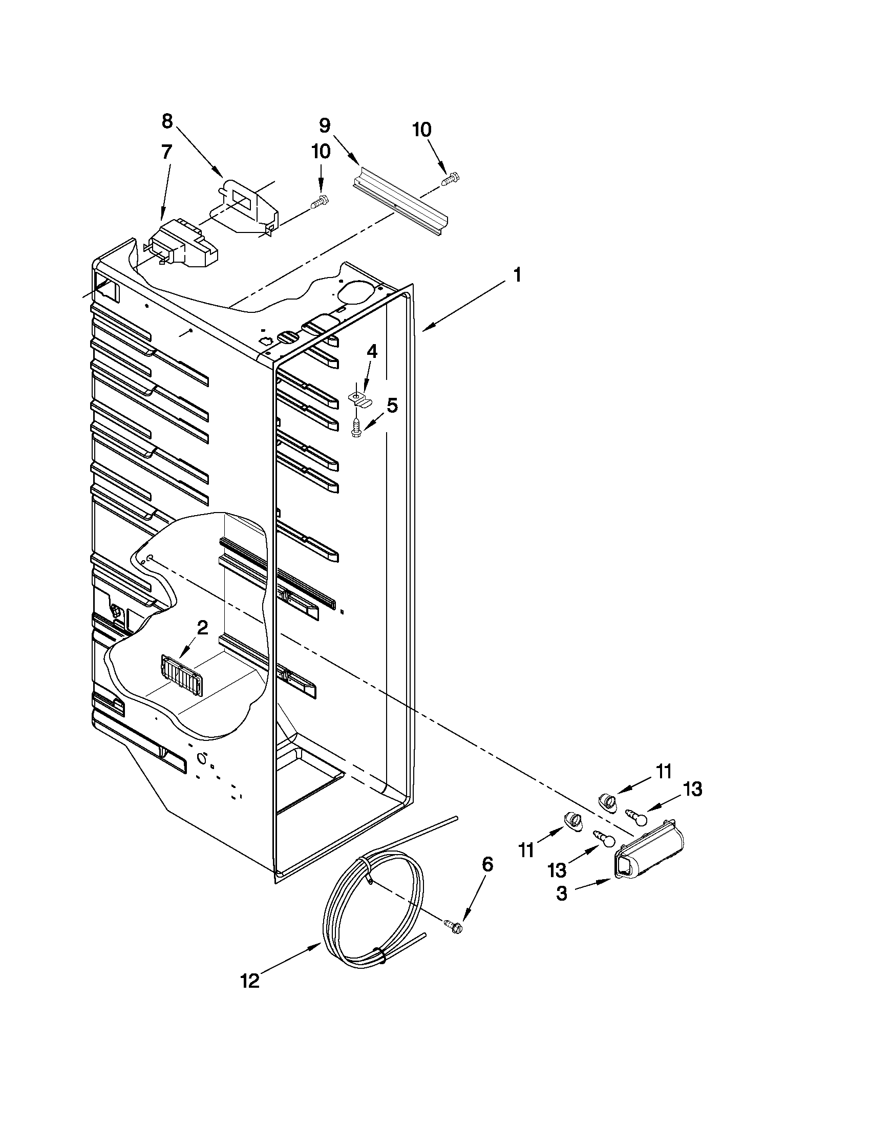 Kenmore 10657163702 refrigerator liner parts diagram