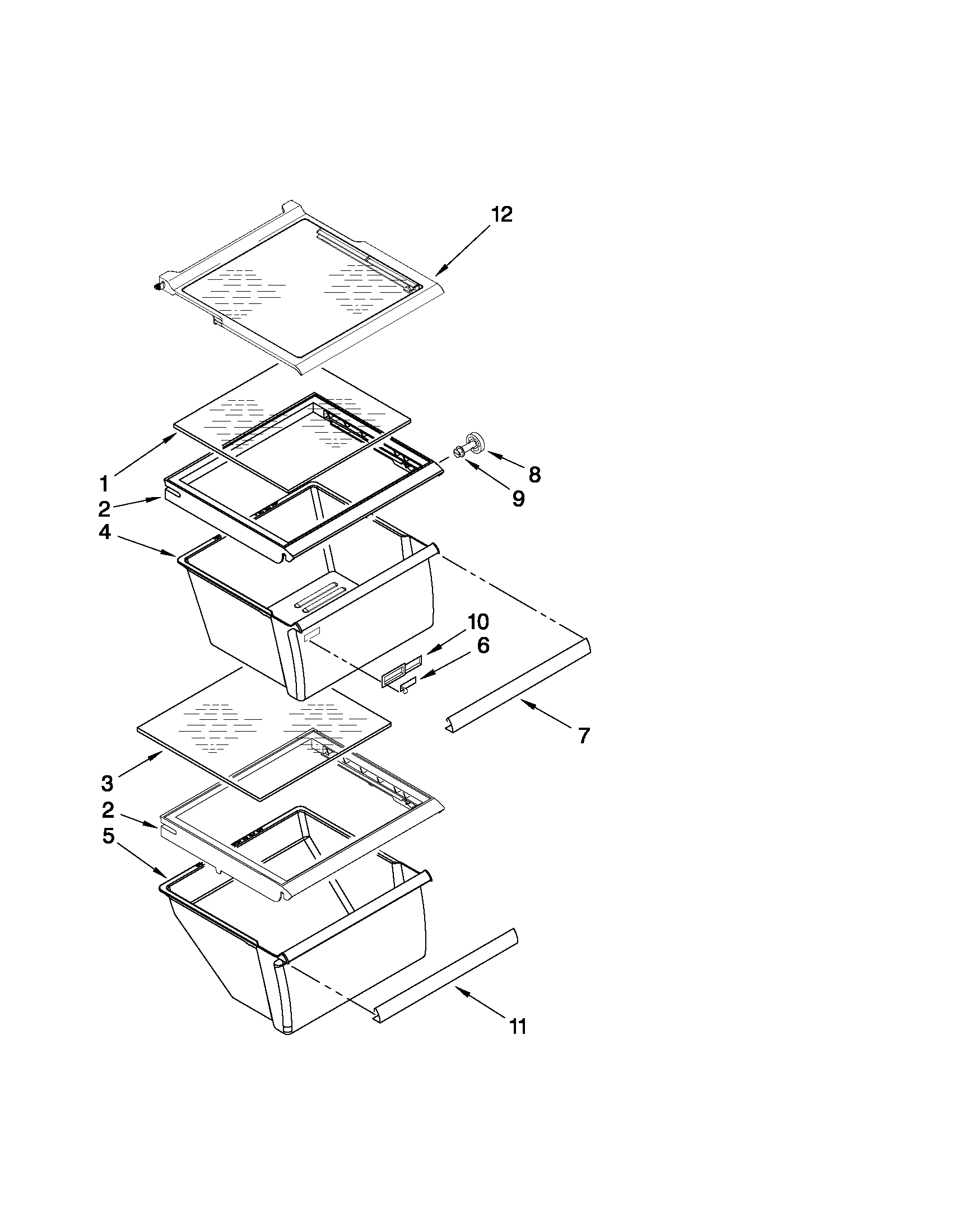Kenmore 10657163702 refrigerator shelf parts diagram
