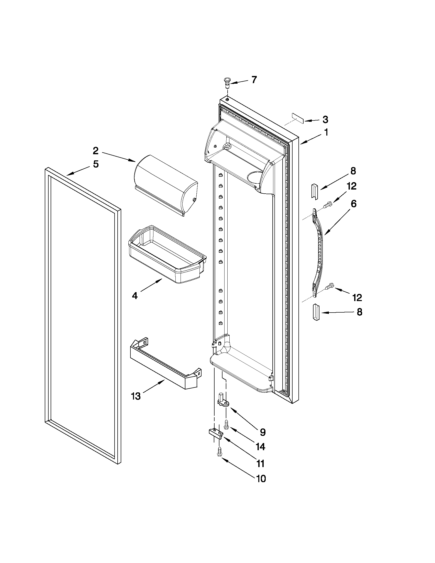 Kenmore 10657163702 refrigerator door parts diagram