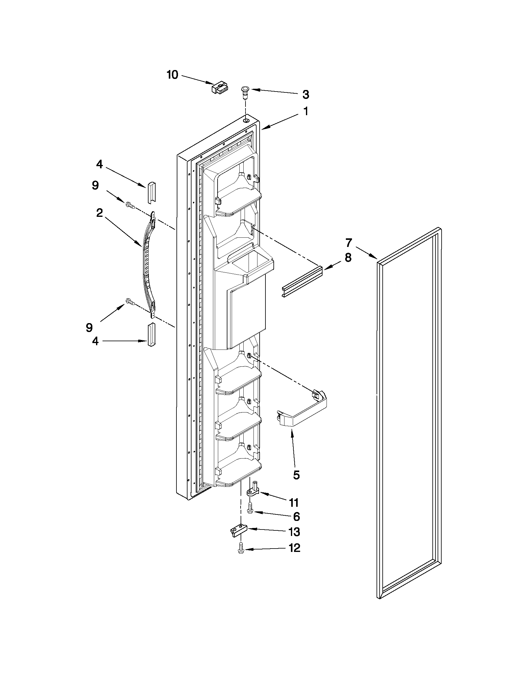 Kenmore 10657163702 freezer door parts diagram