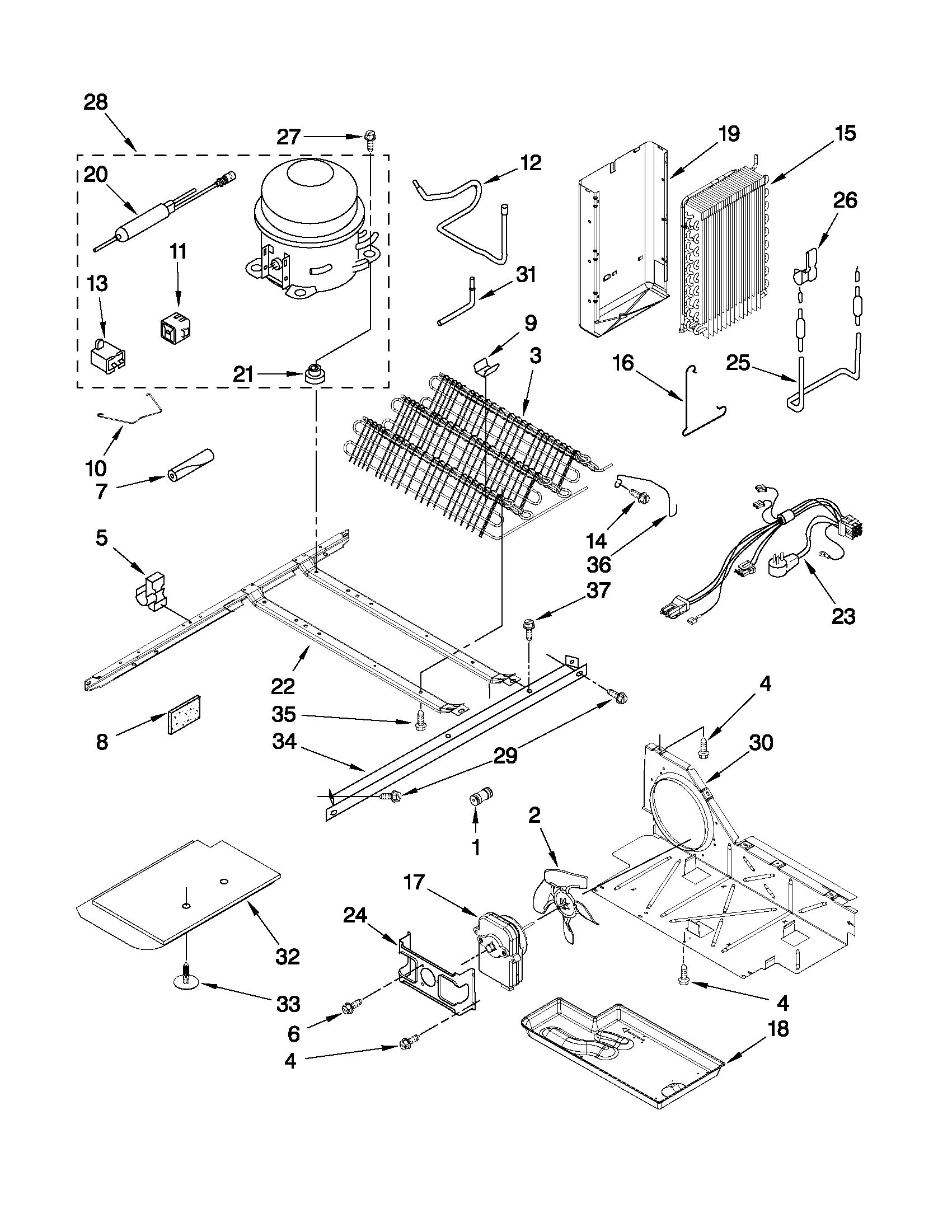 Kenmore 10657163702 unit parts diagram