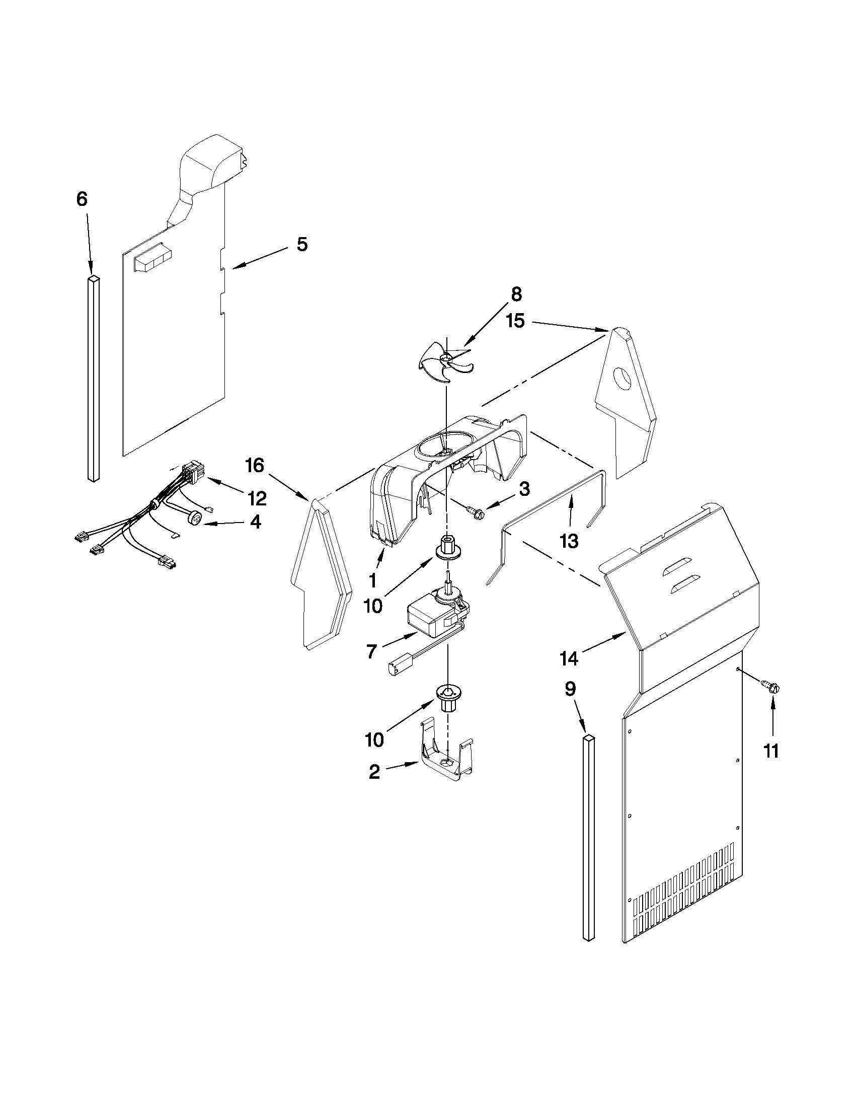 Kenmore 10657163702 air flow parts diagram