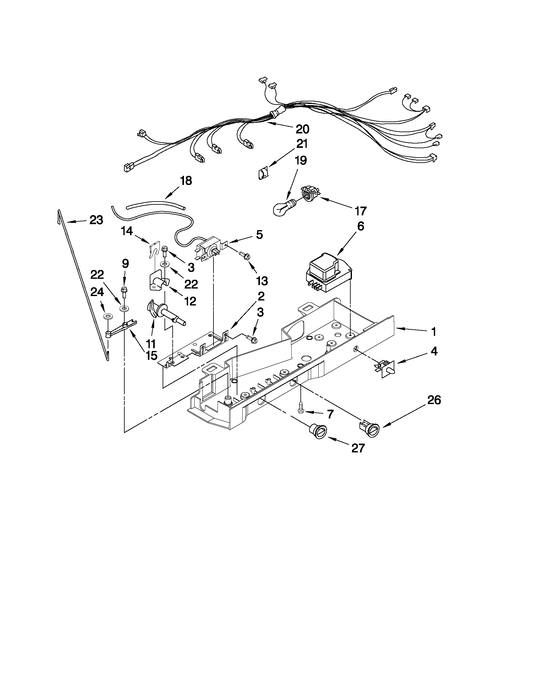 Kenmore 10657163702 control parts diagram