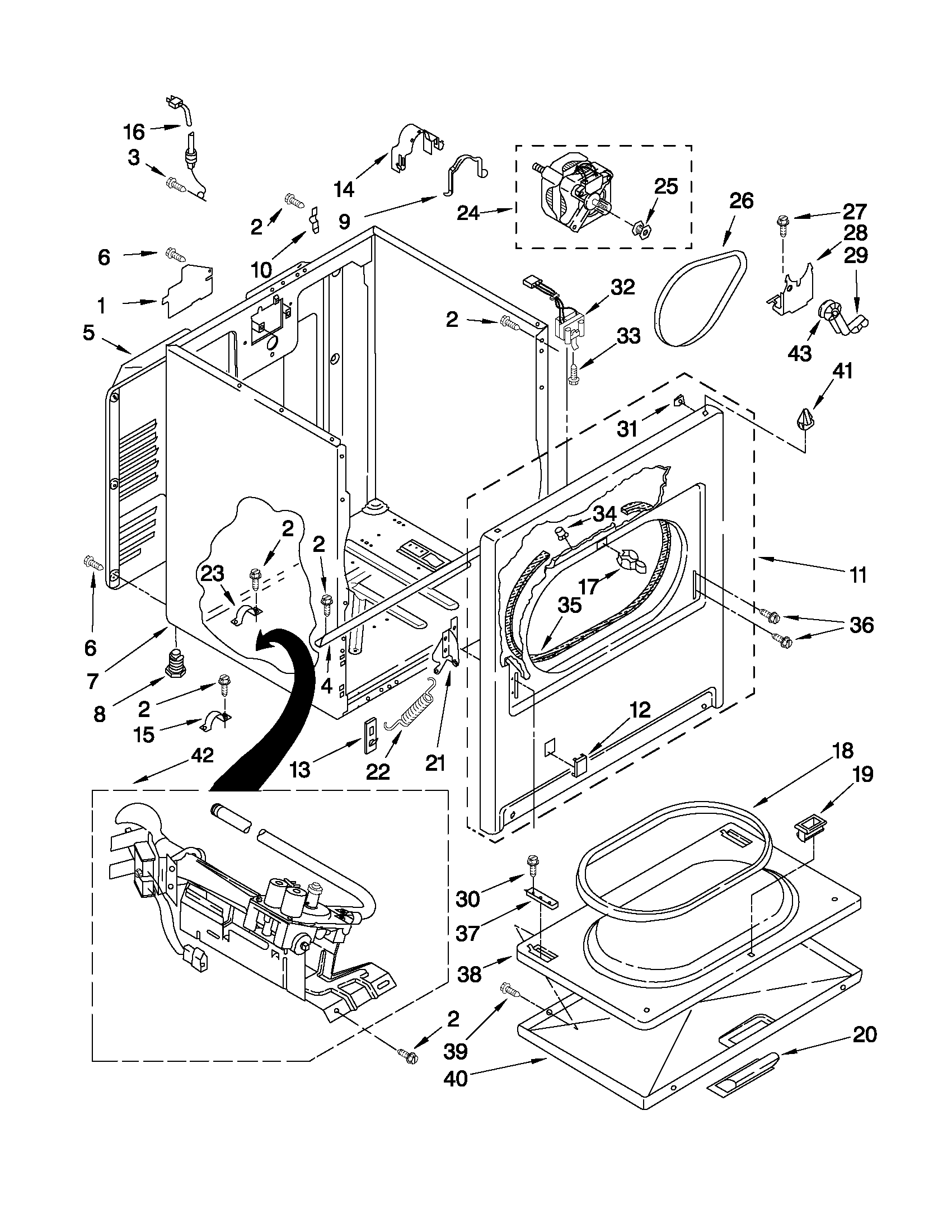 Kenmore 11071202011 cabinet parts diagram