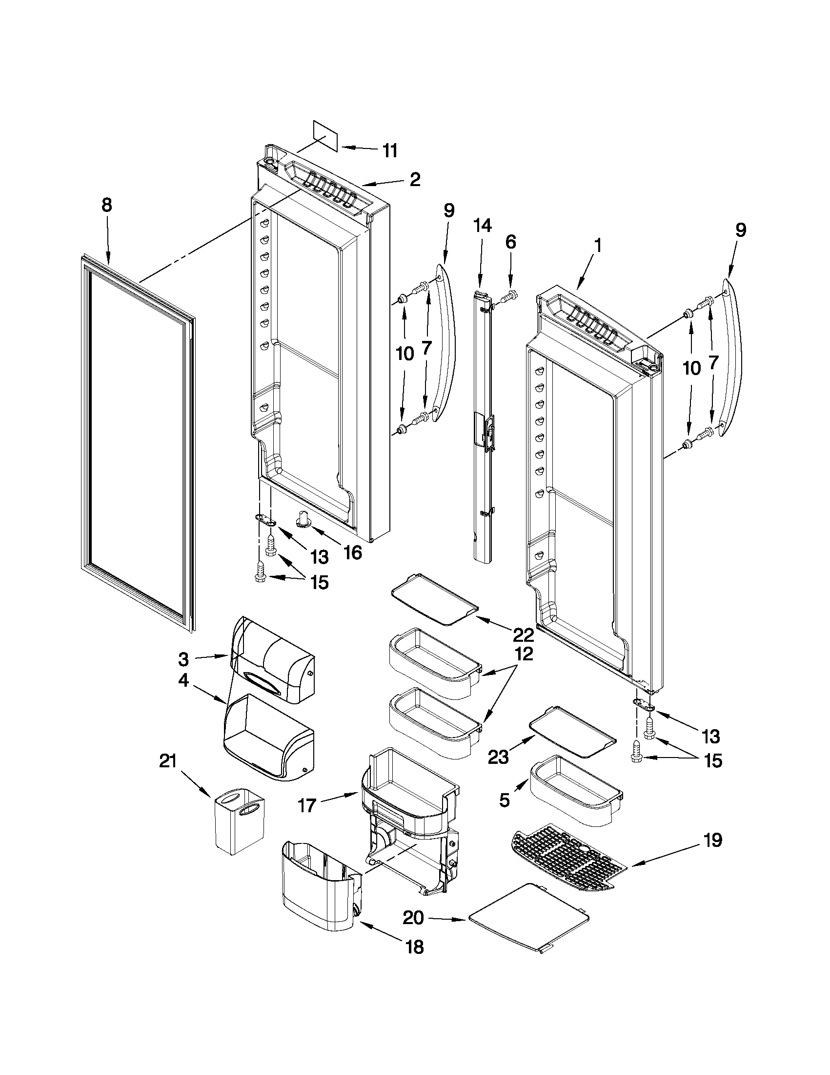 Kenmore 59679539013 refrigerator door parts diagram