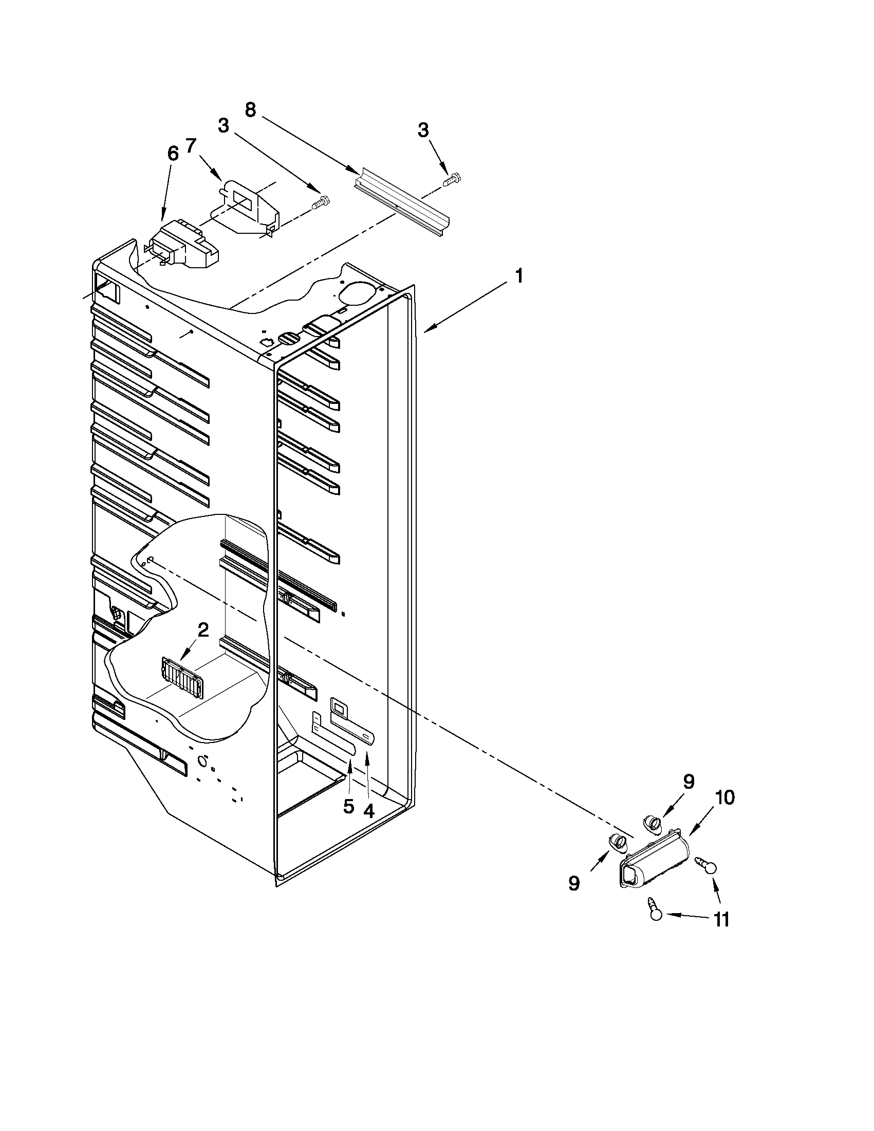 Kenmore 10640563011 refrigerator liner parts diagram