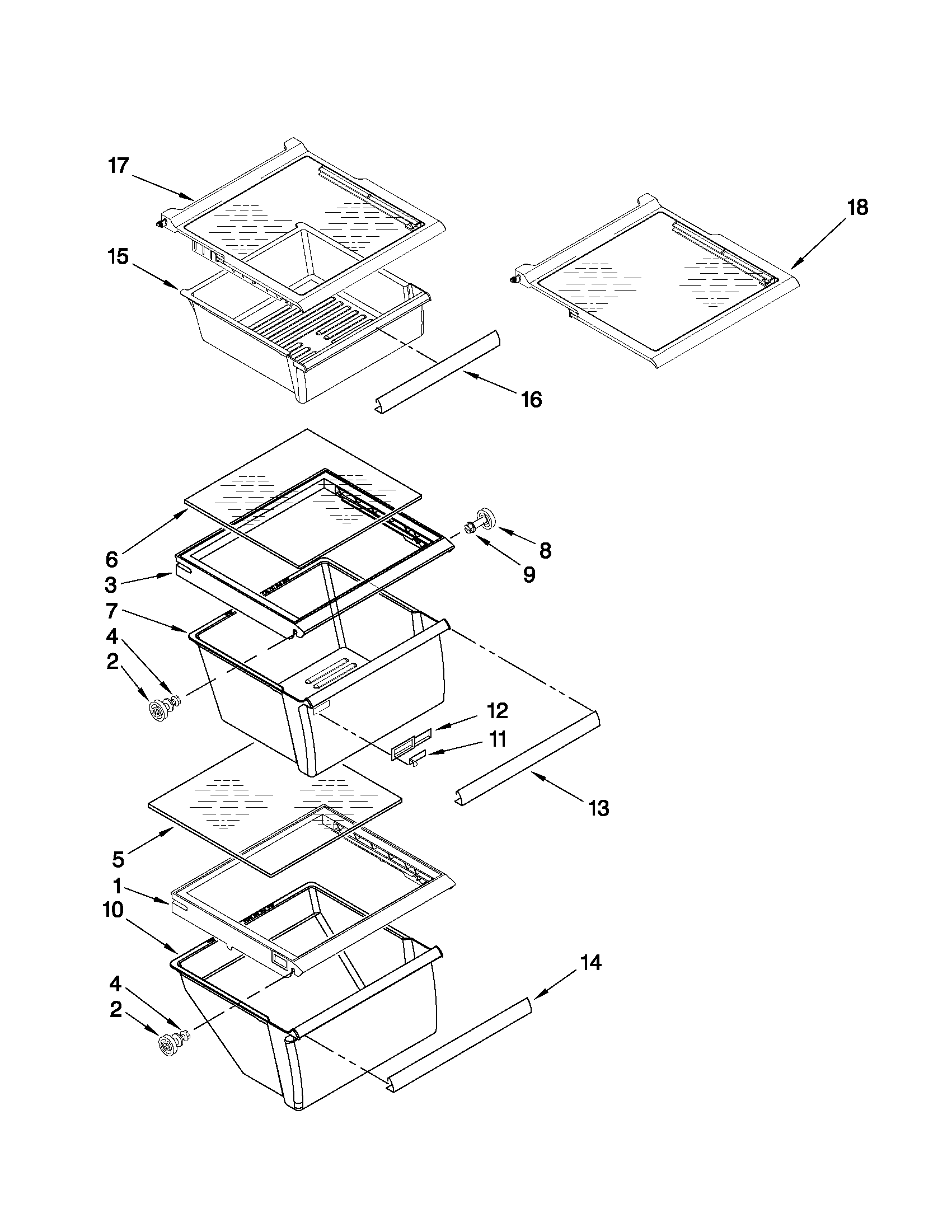 Kenmore 10640563011 refrigerator shelf parts diagram