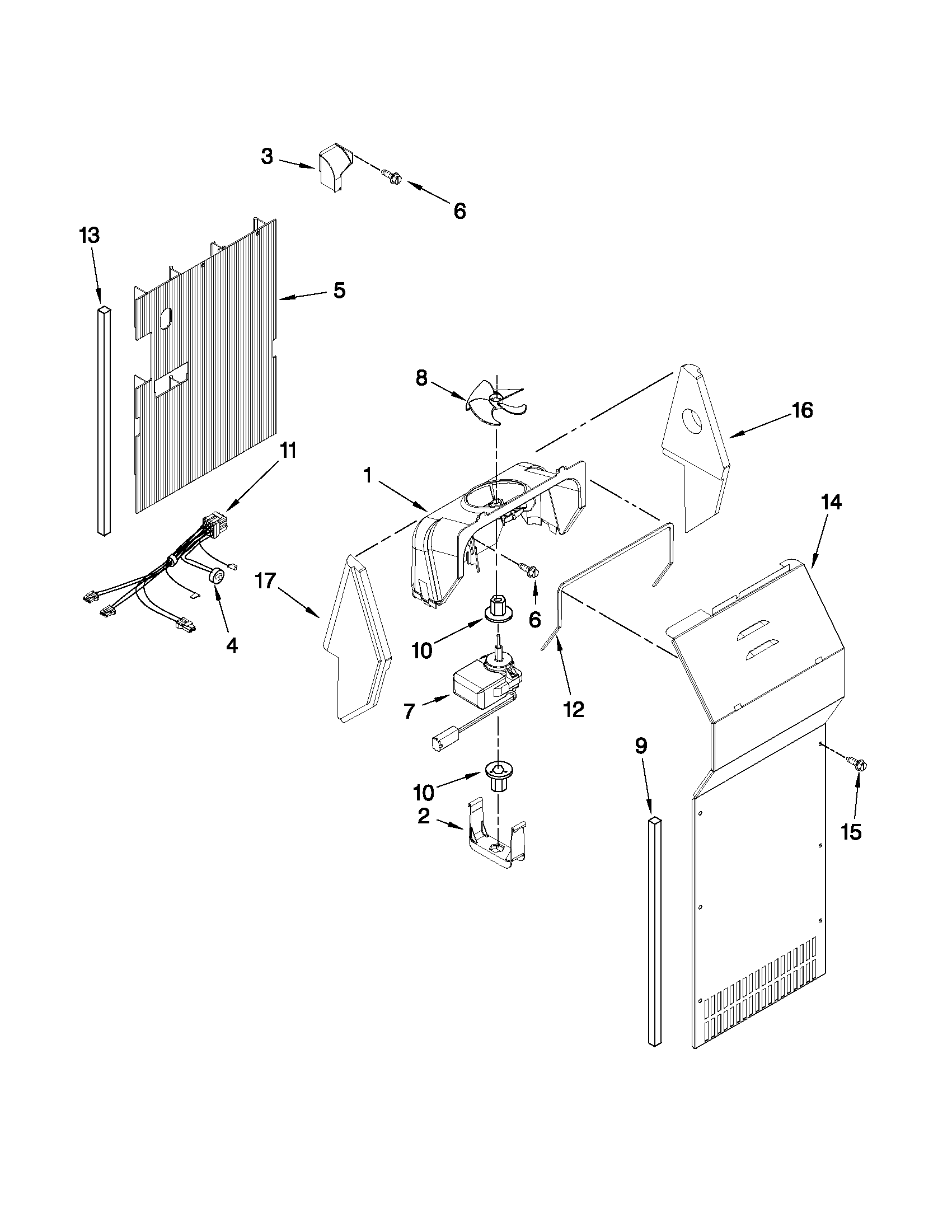 Kenmore 10640563011 air flow parts diagram