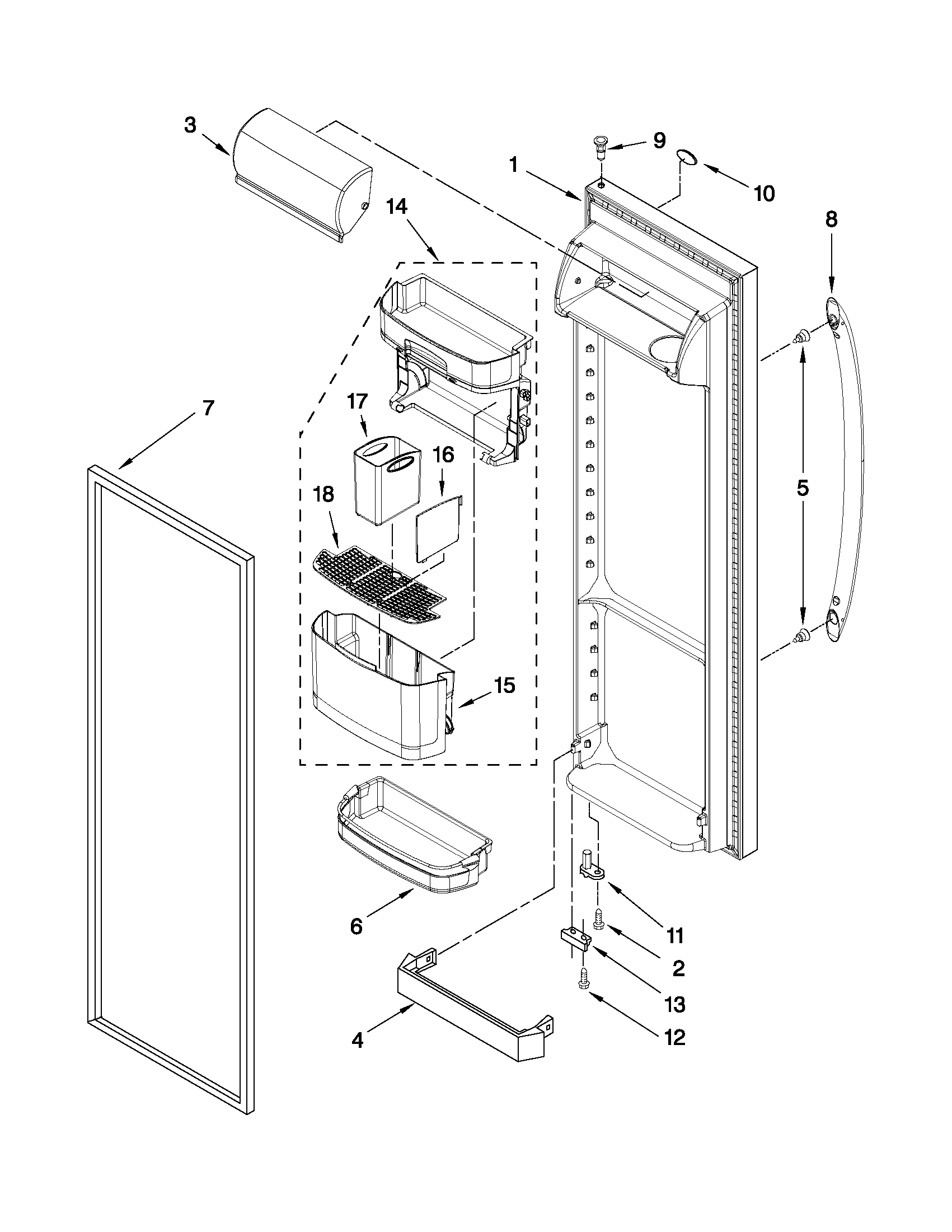 Kenmore 10640563011 refrigerator door parts diagram