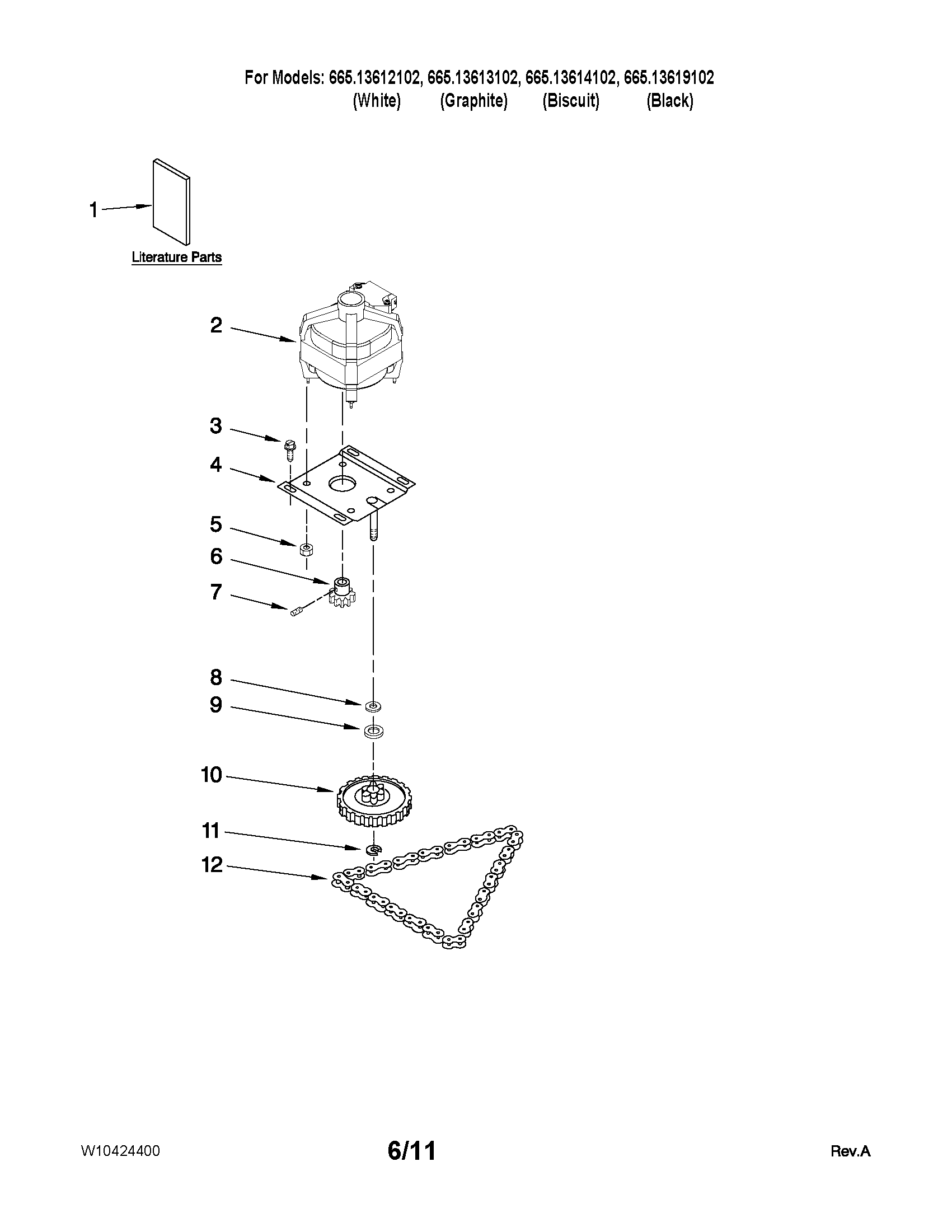 Kenmore 66513613102 motor and drive parts diagram