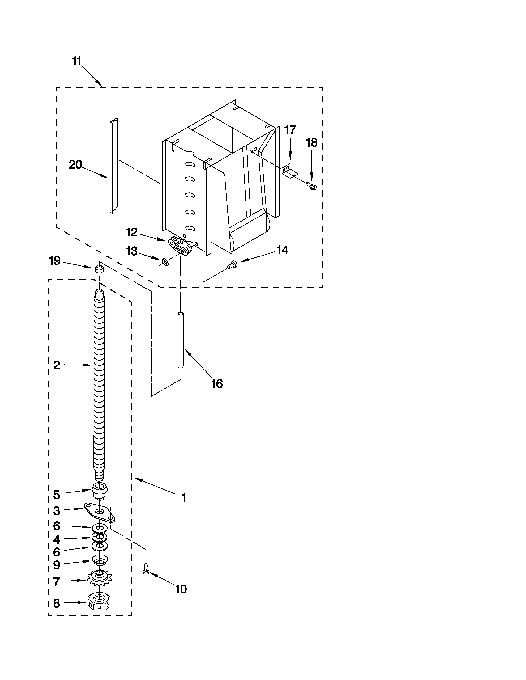Kenmore 66513613102 powerscrew and ram parts diagram