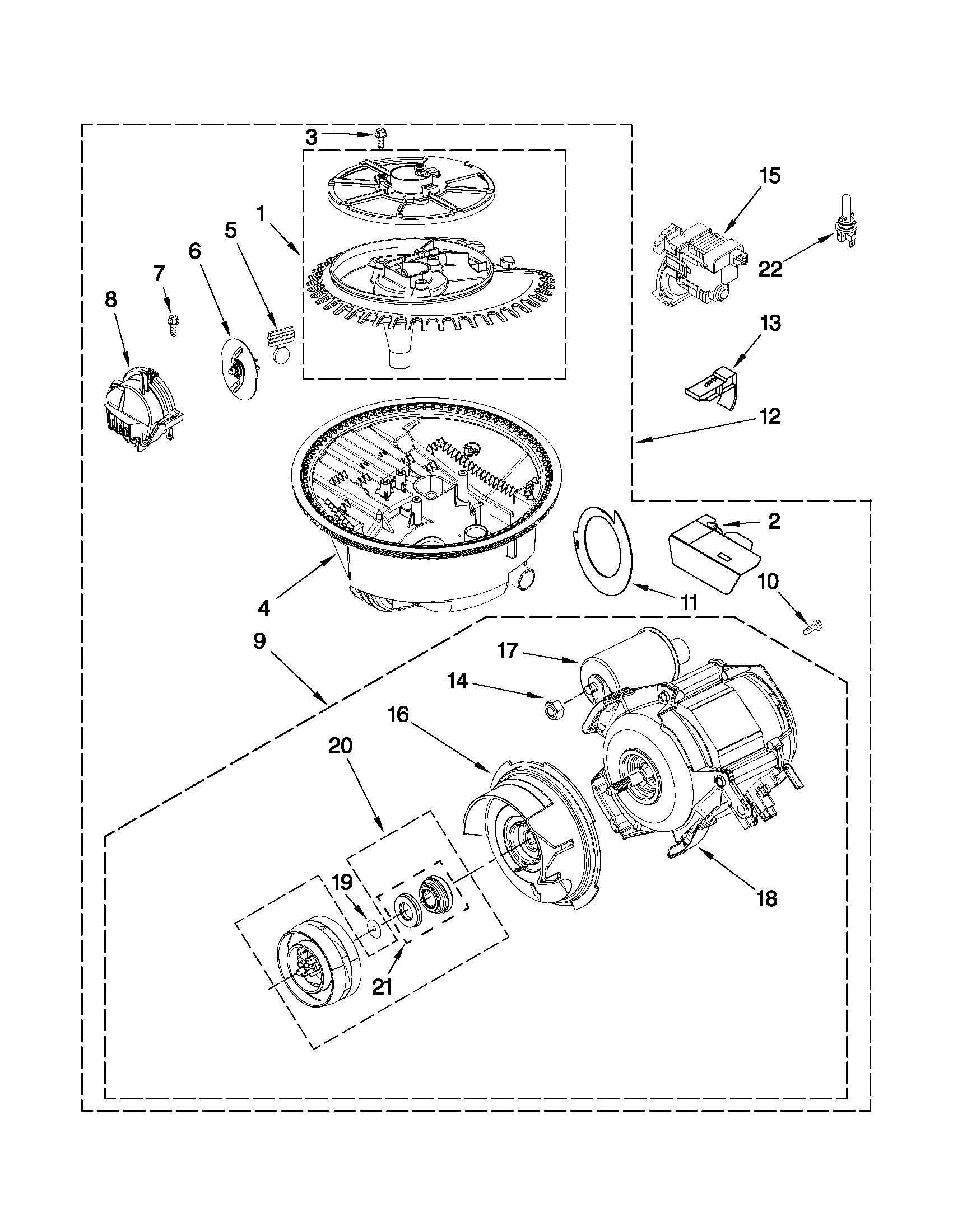 Kenmore 66517742K013 pump and motor parts diagram
