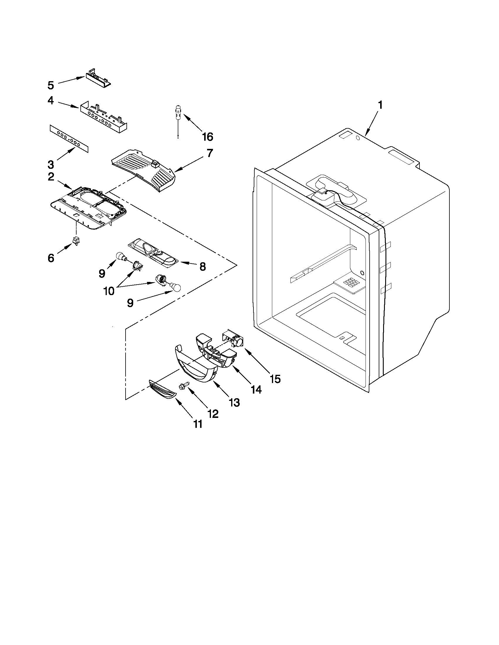 Kenmore 59667252601 refrigerator liner parts diagram