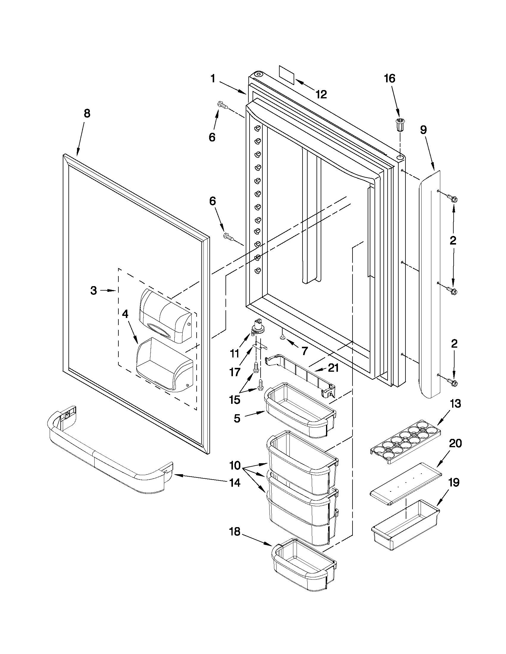 Kenmore 59667252601 refrigerator door parts diagram