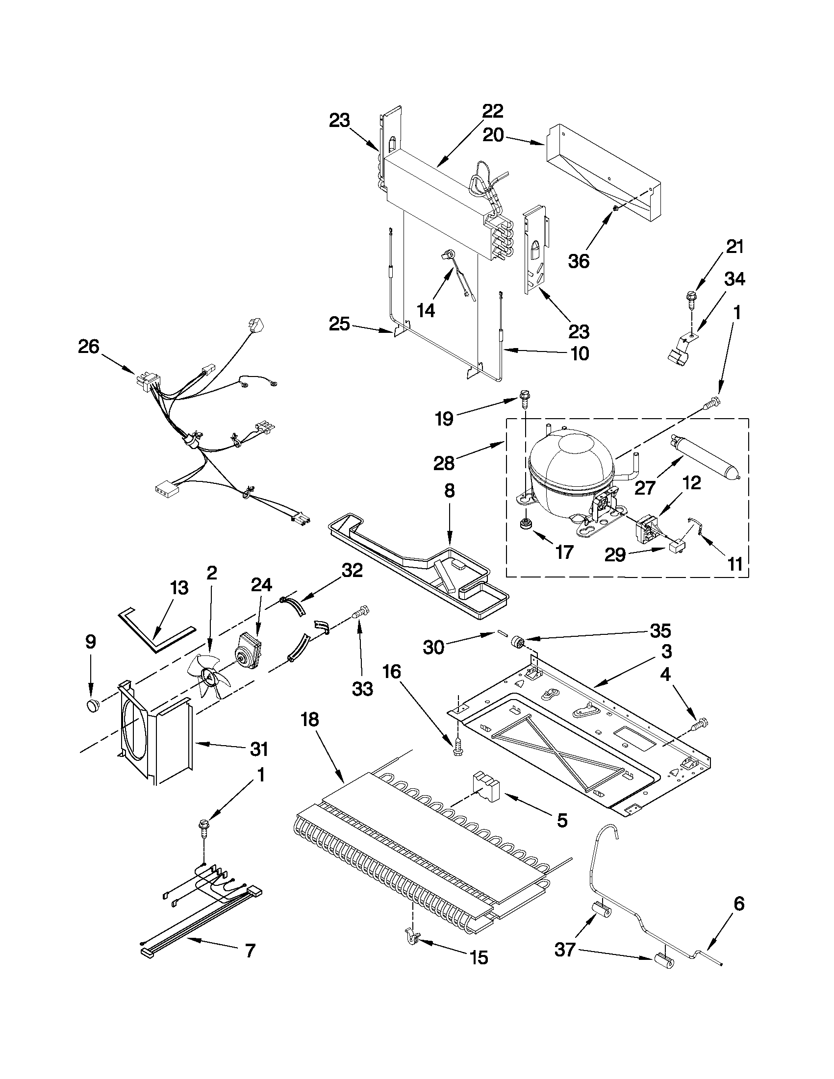 Kenmore 59667252601 unit parts diagram