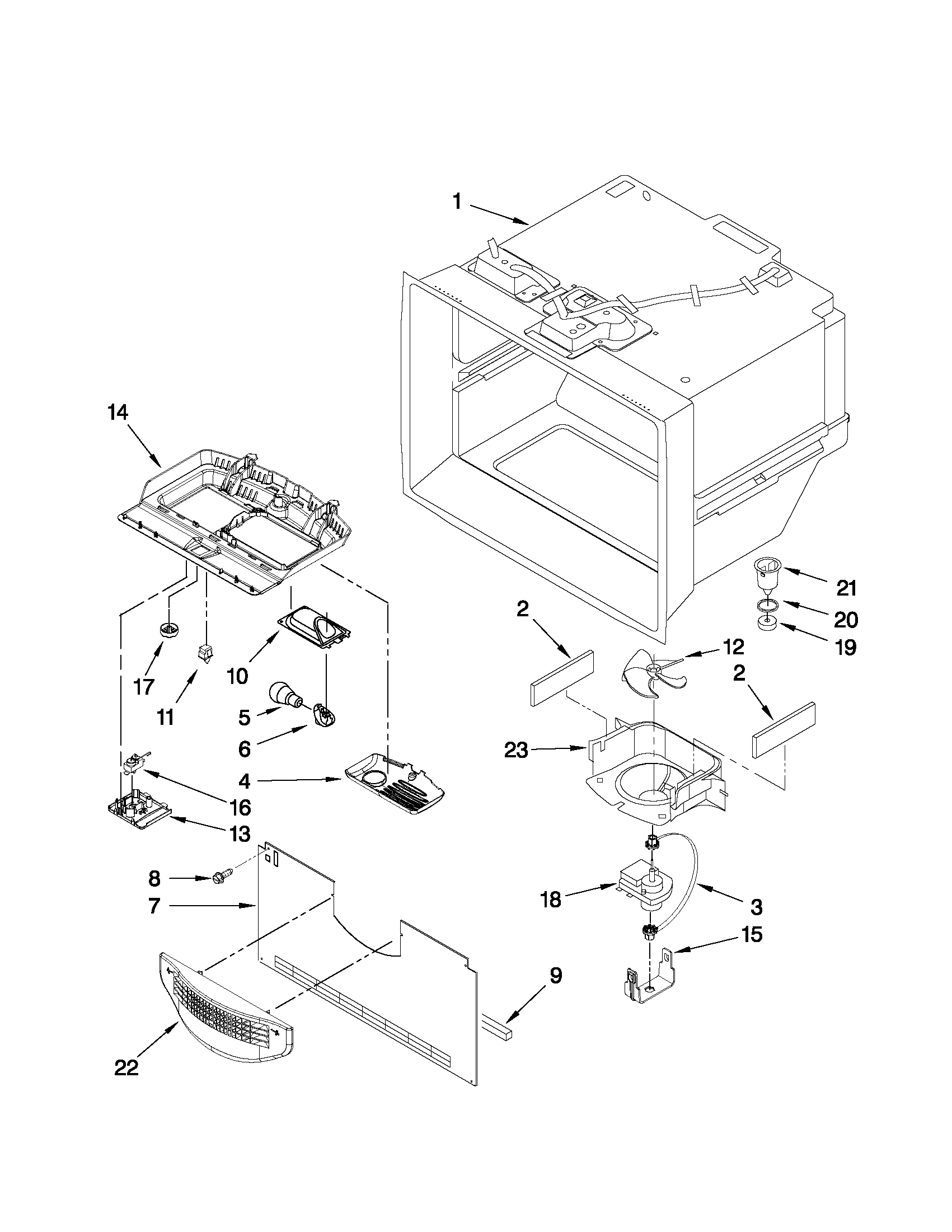 Kenmore 59667993602 freezer liner parts diagram