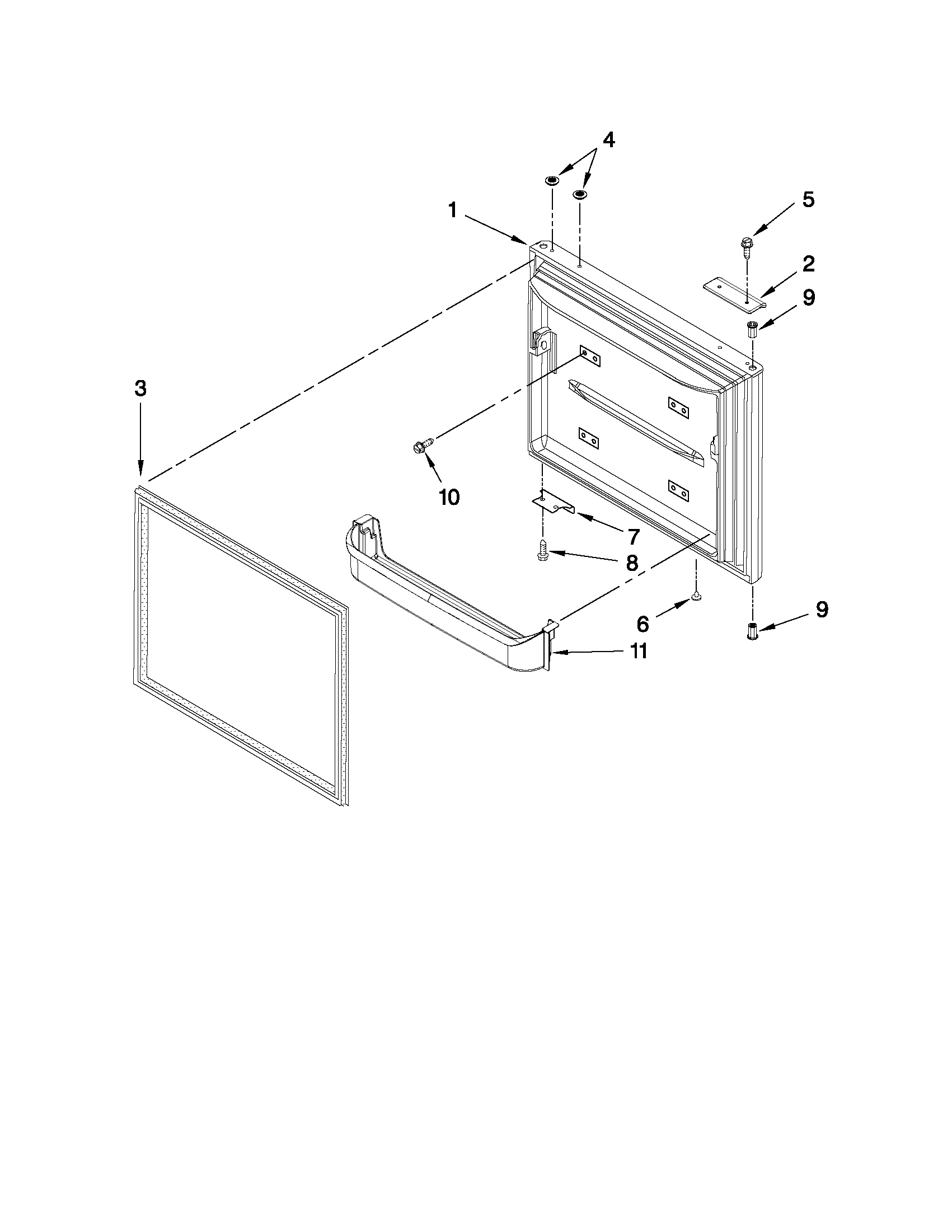 Kenmore 59667993602 freezer door parts diagram