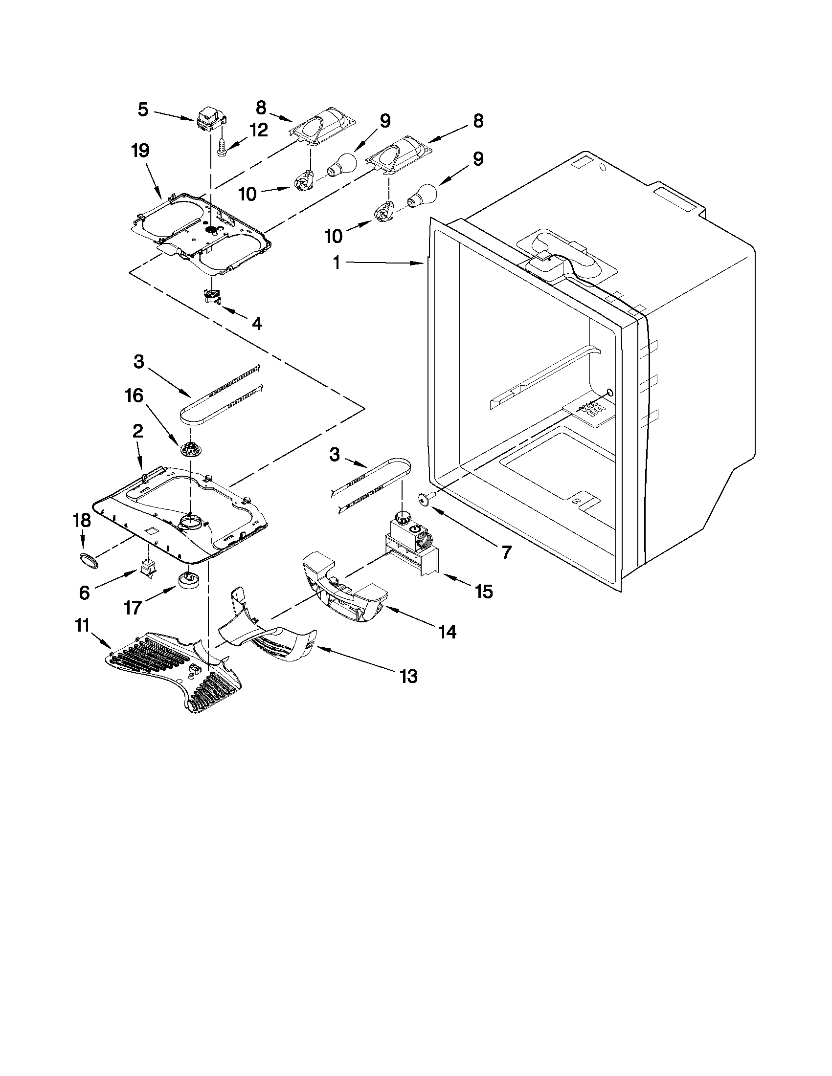 Kenmore 59667993602 refrigerator liner parts diagram