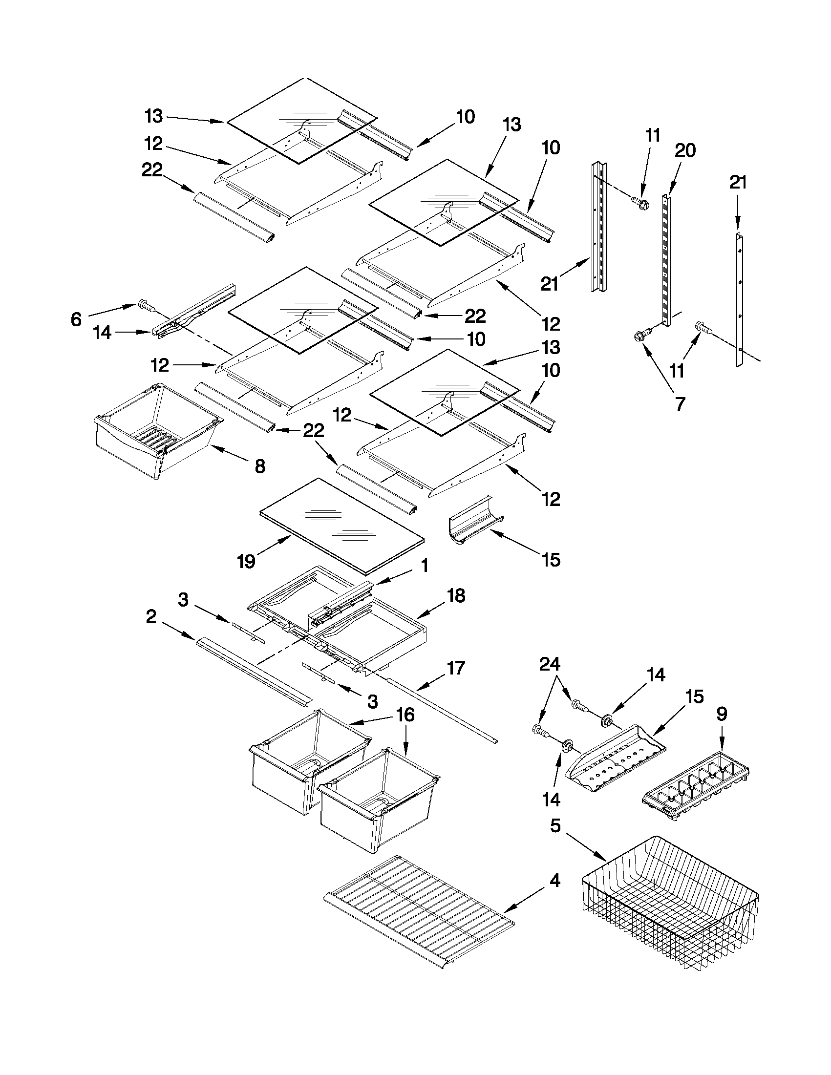 Kenmore 59667993602 shelf parts diagram
