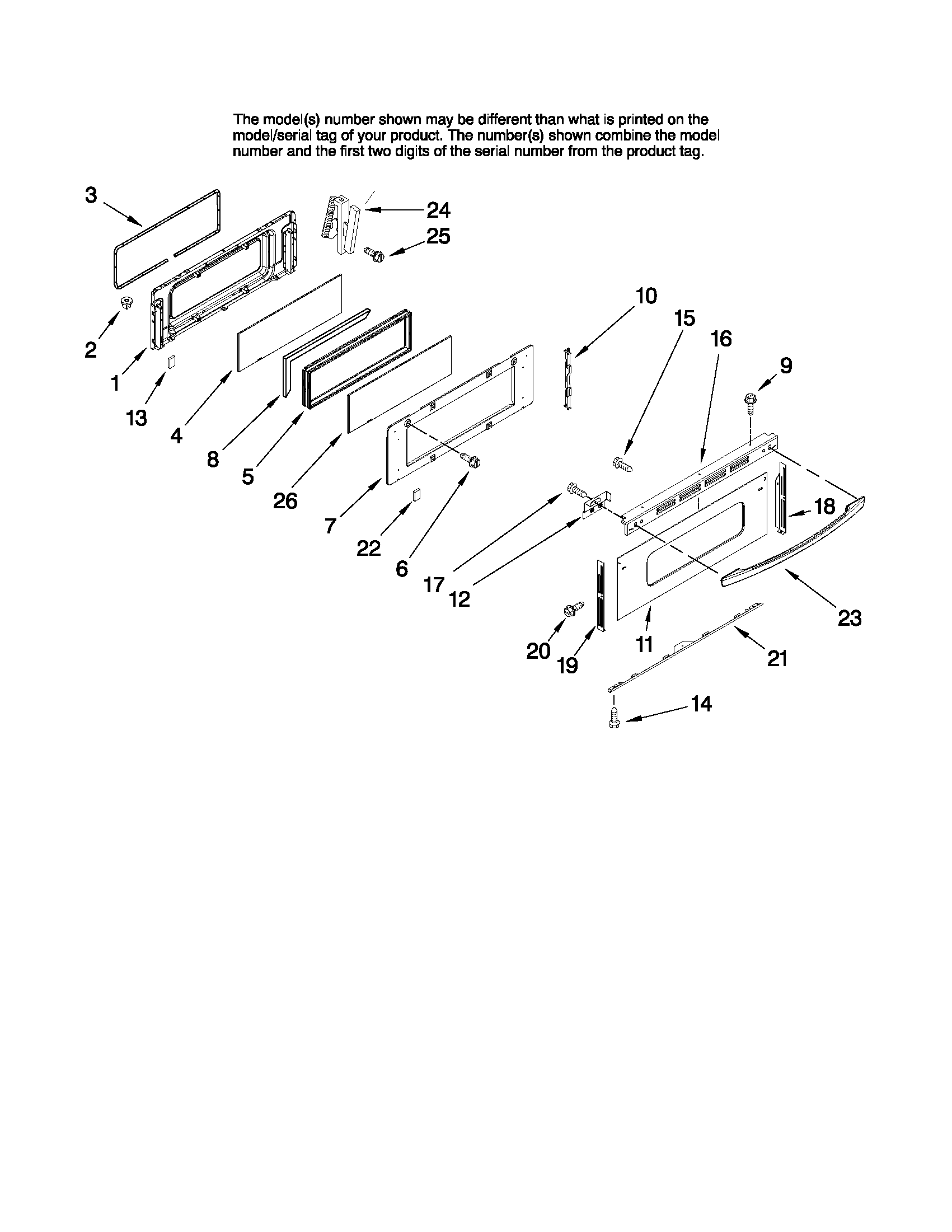 Kenmore 62960009606 upper door parts diagram