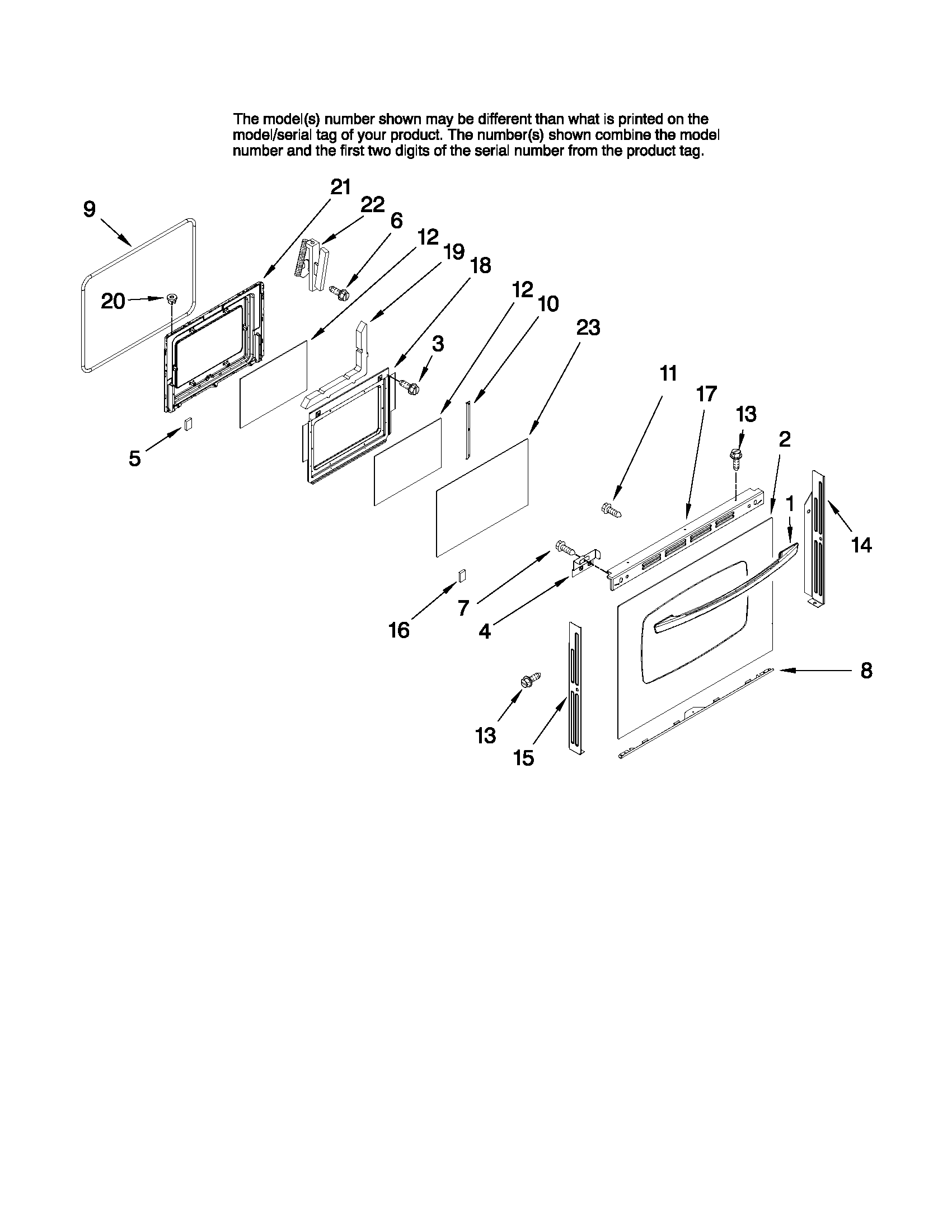 Kenmore 62960009606 lower door parts diagram