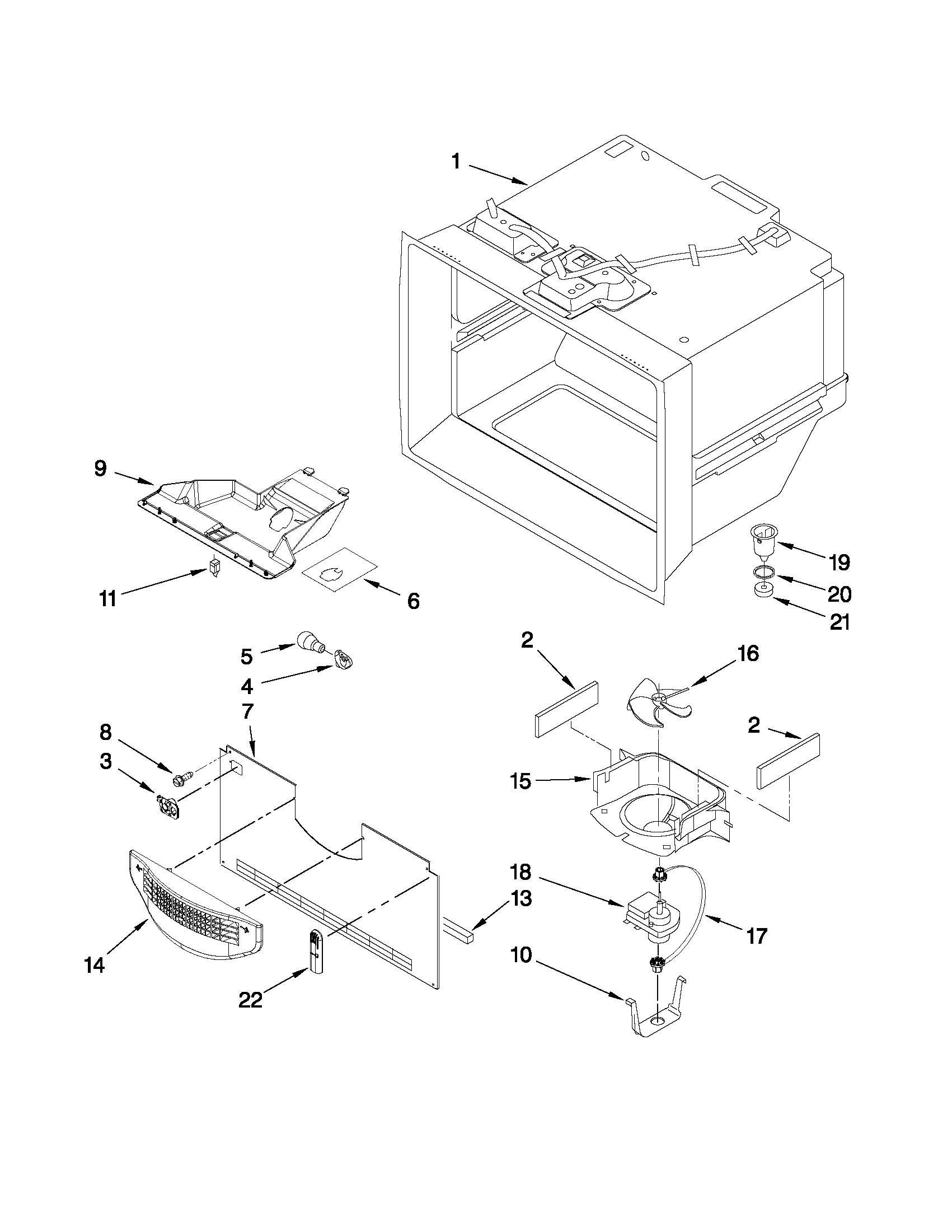 Kenmore 59669939011 freezer liner parts diagram
