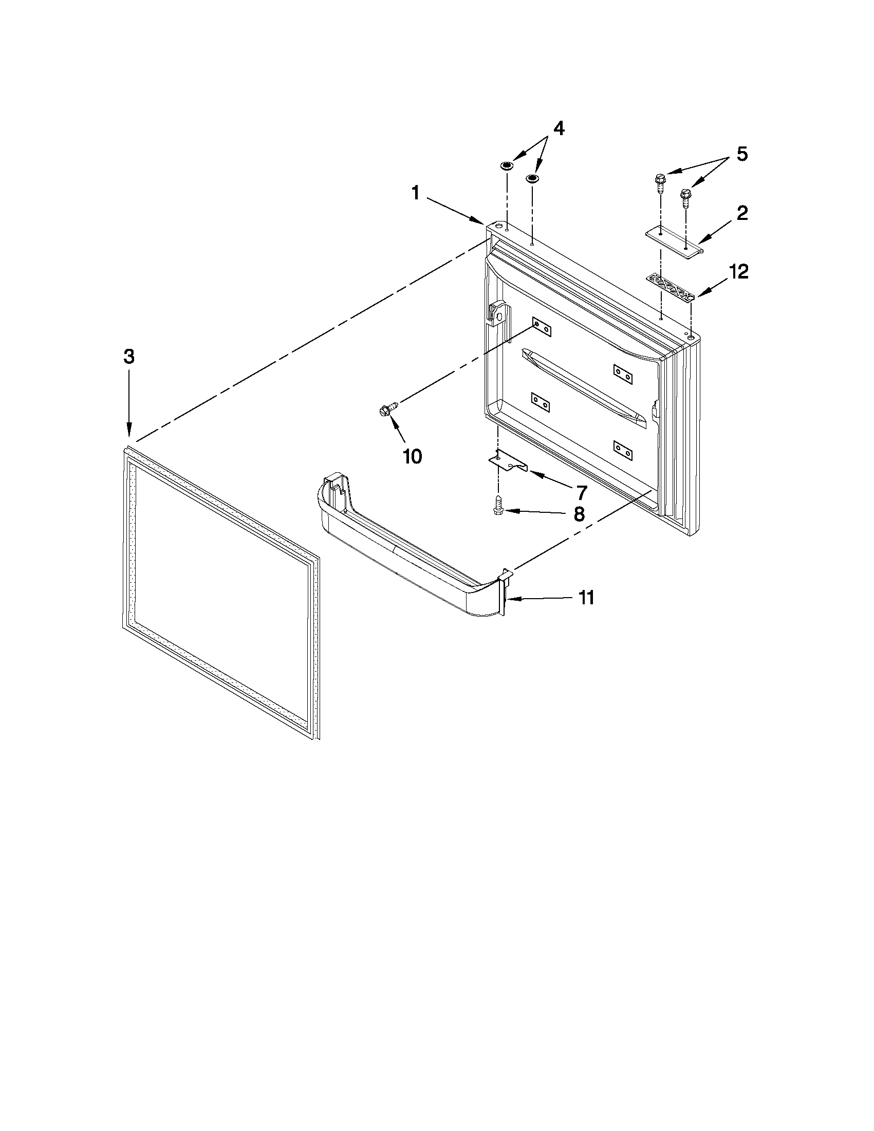 Kenmore 59669939011 freezer door parts diagram