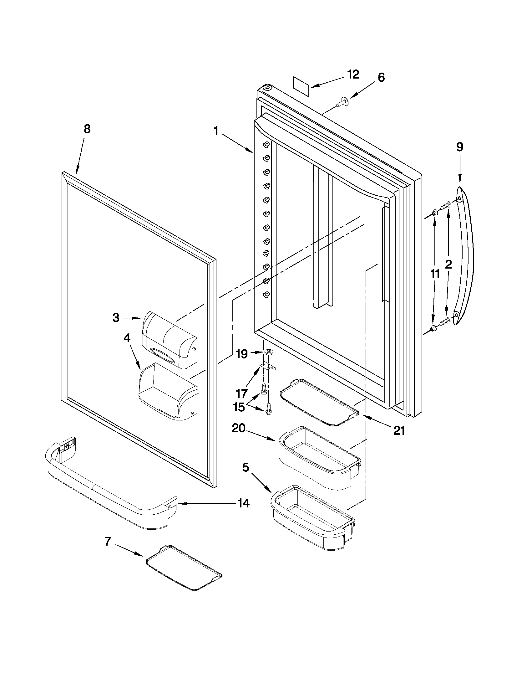 Kenmore 59669939011 refrigerator door parts diagram